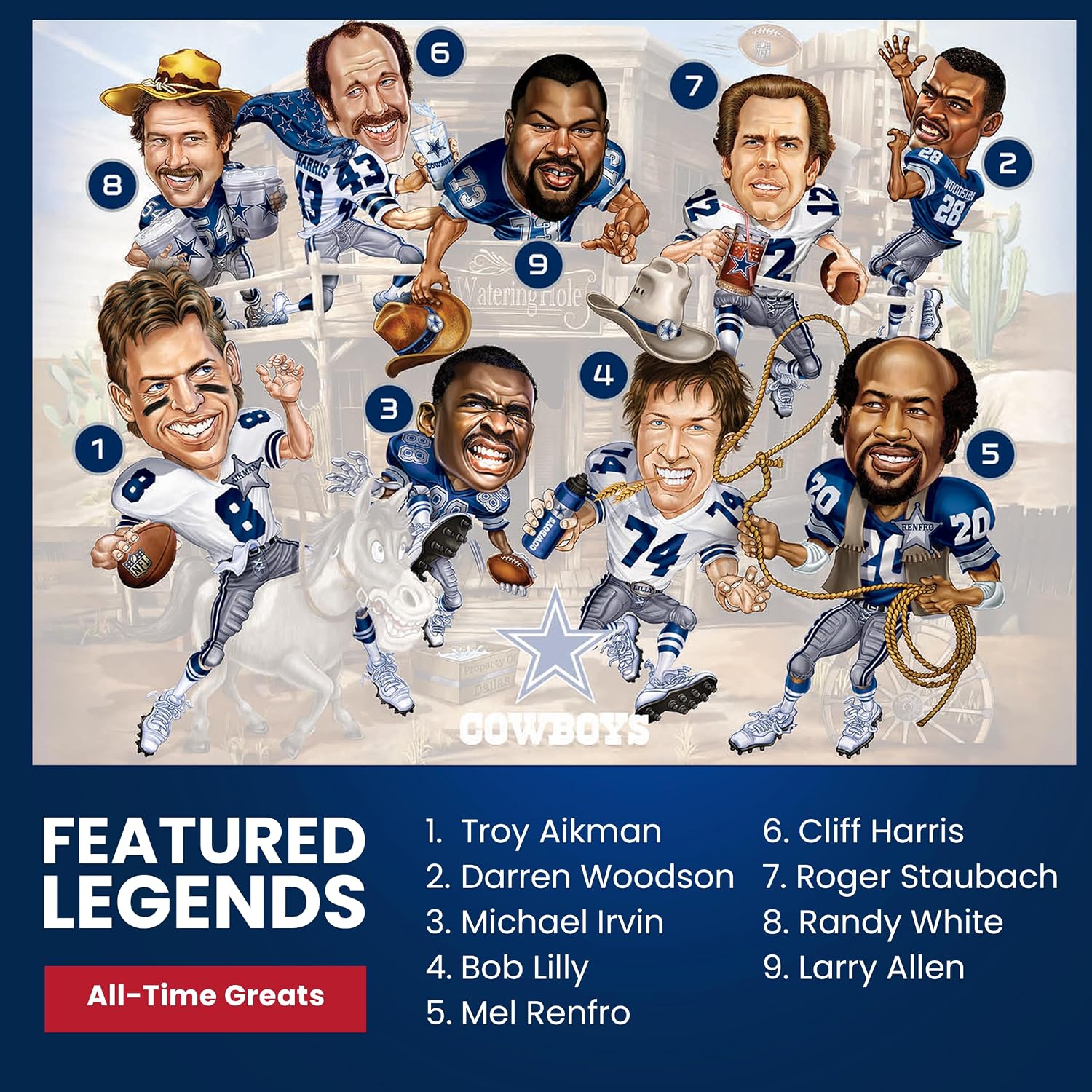 MasterPieces 500 Piece Sports Jigsaw Puzzle for Adults - NFL Dallas Cowboys All-Time Greats - 15x21