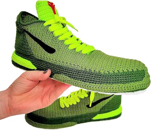 Kobe Mamba 8 24 Bryants Green Christmas Slippers - Handmade Retro Basketball Protro Shoes - Custom Knitted The Grinches Sneakers