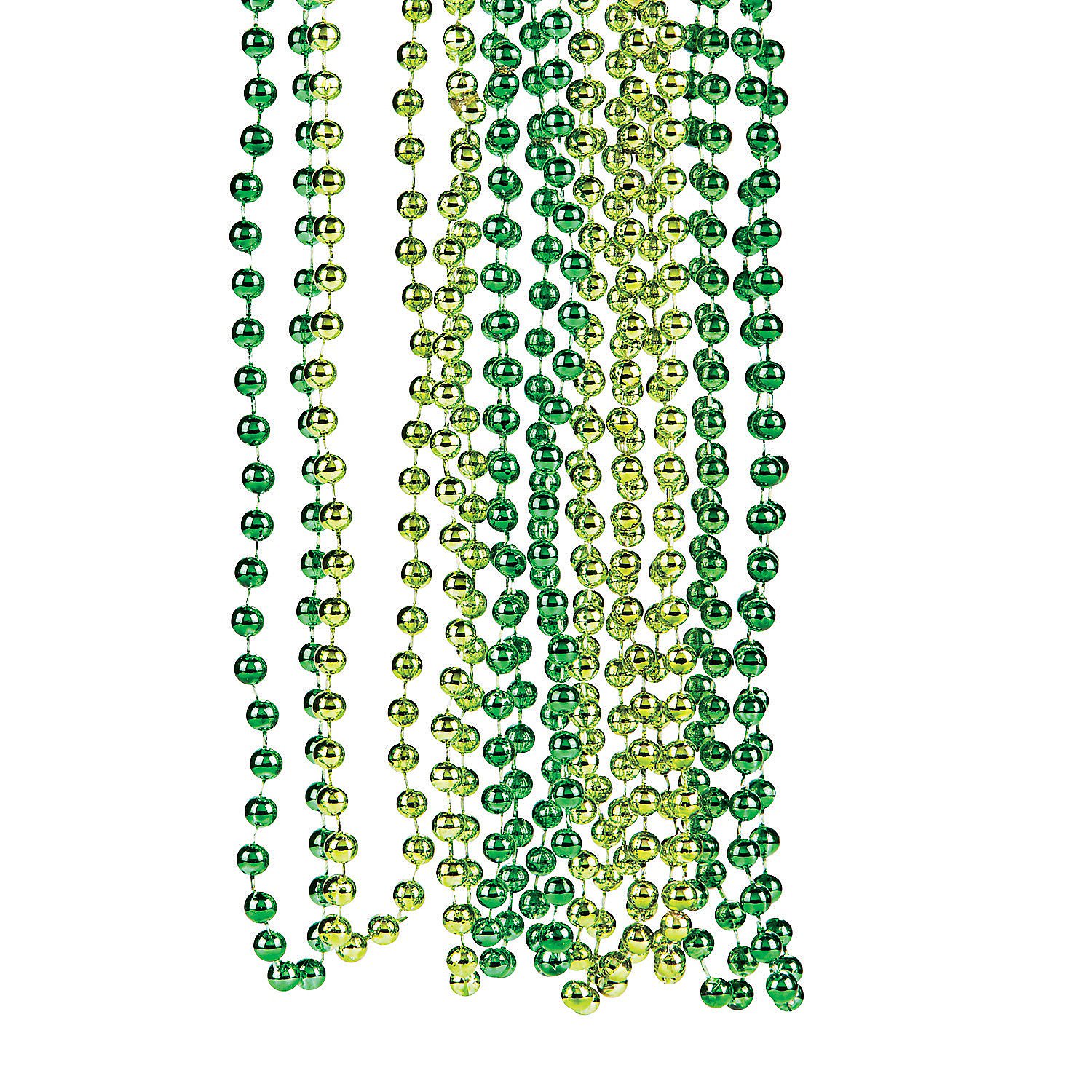 Fun Express - Shades Of Green Beaded Necklaces for St. Patrick's Day - Jewelry - Mardi Gras Beads - Mot Round - St. Patrick's Day - 48 Pieces