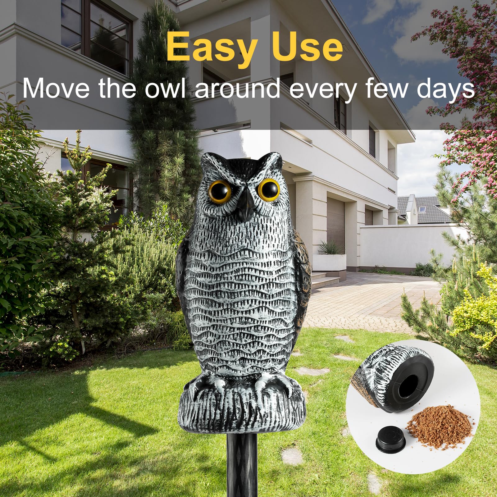 OFFO Pigeon Deterrent,Owl Decoy to Scare Birds Away,Bird Scarers for Gardens,Natural Bird Deterrent Devices for Outdoor Garden,Yard - Image 4