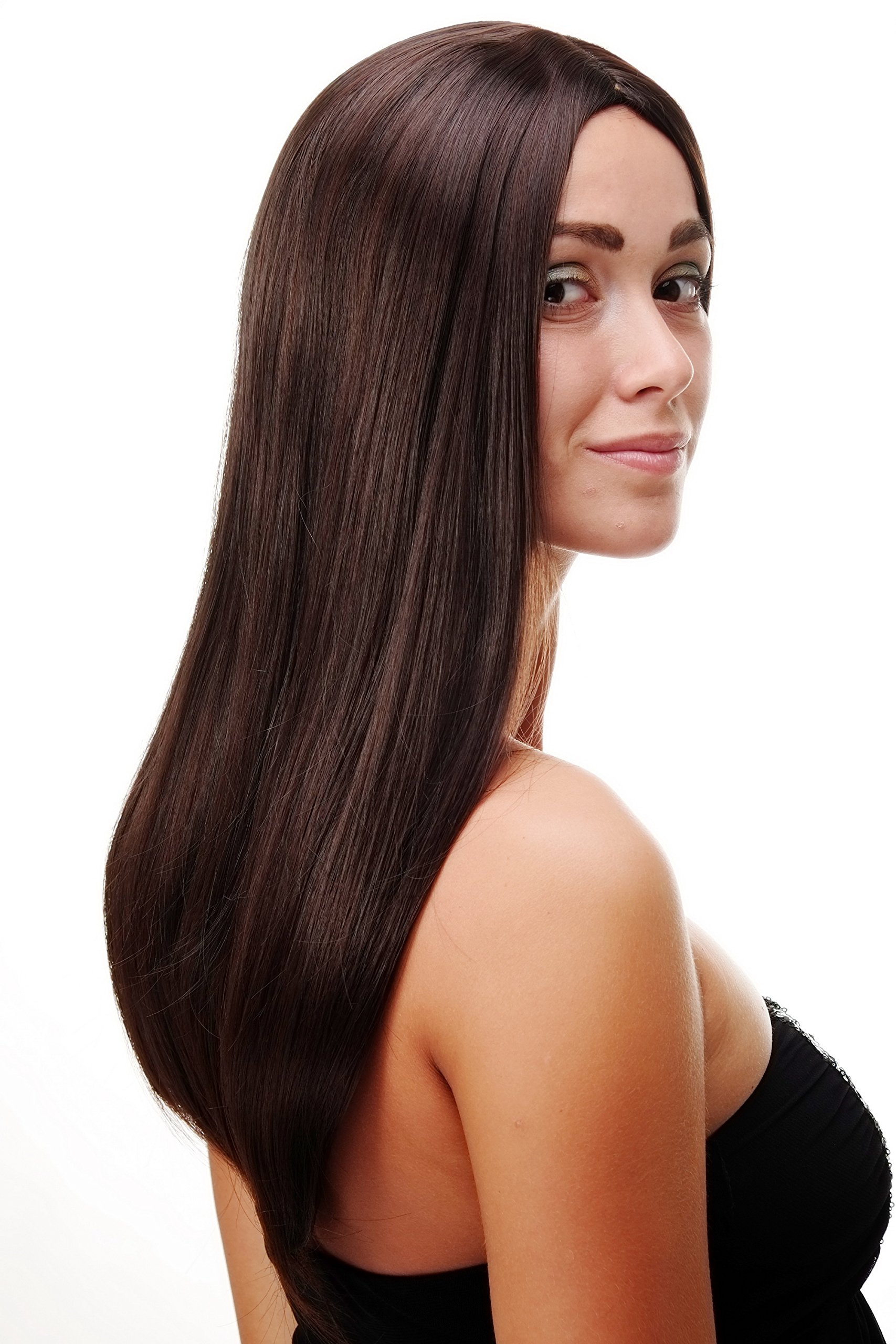 WIG ME UP SA-151-2T33 Lady Quality Wig long straight beautiful middle parting mahogany mixed brown 23inch inch - Image 3