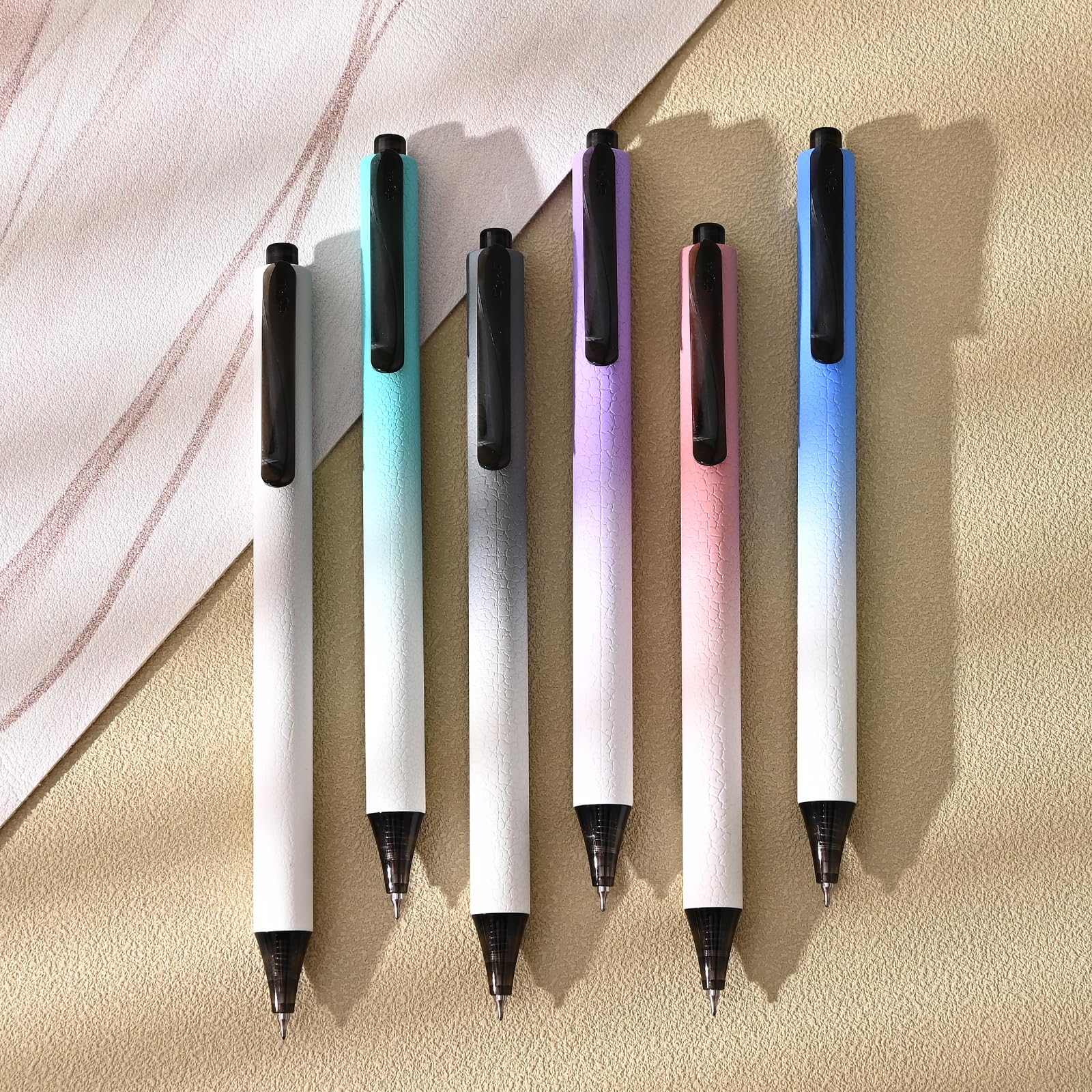 BAYTORY 6Pcs Retractable Gel Pens, Quick Dry 0.5mm Black Ink Pen, Smooth Writing No Bleed, Fine Point Gel Ink Pens for Journaling Note Taking