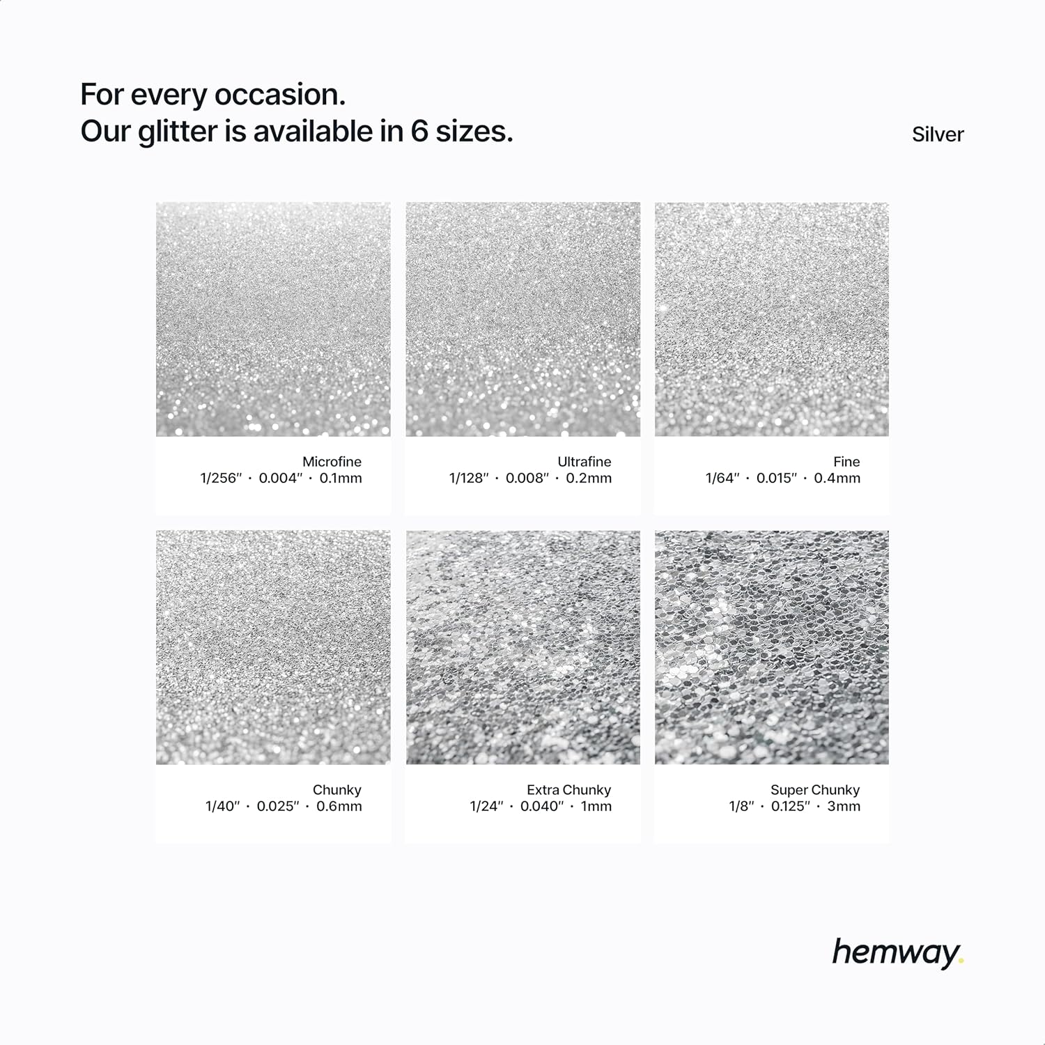 Hemway Resin Glitter Silver 500g | Polyurethane & Epoxy Glitter for Resin Crafts, Tumblers, Coasters, Floor & Table Art