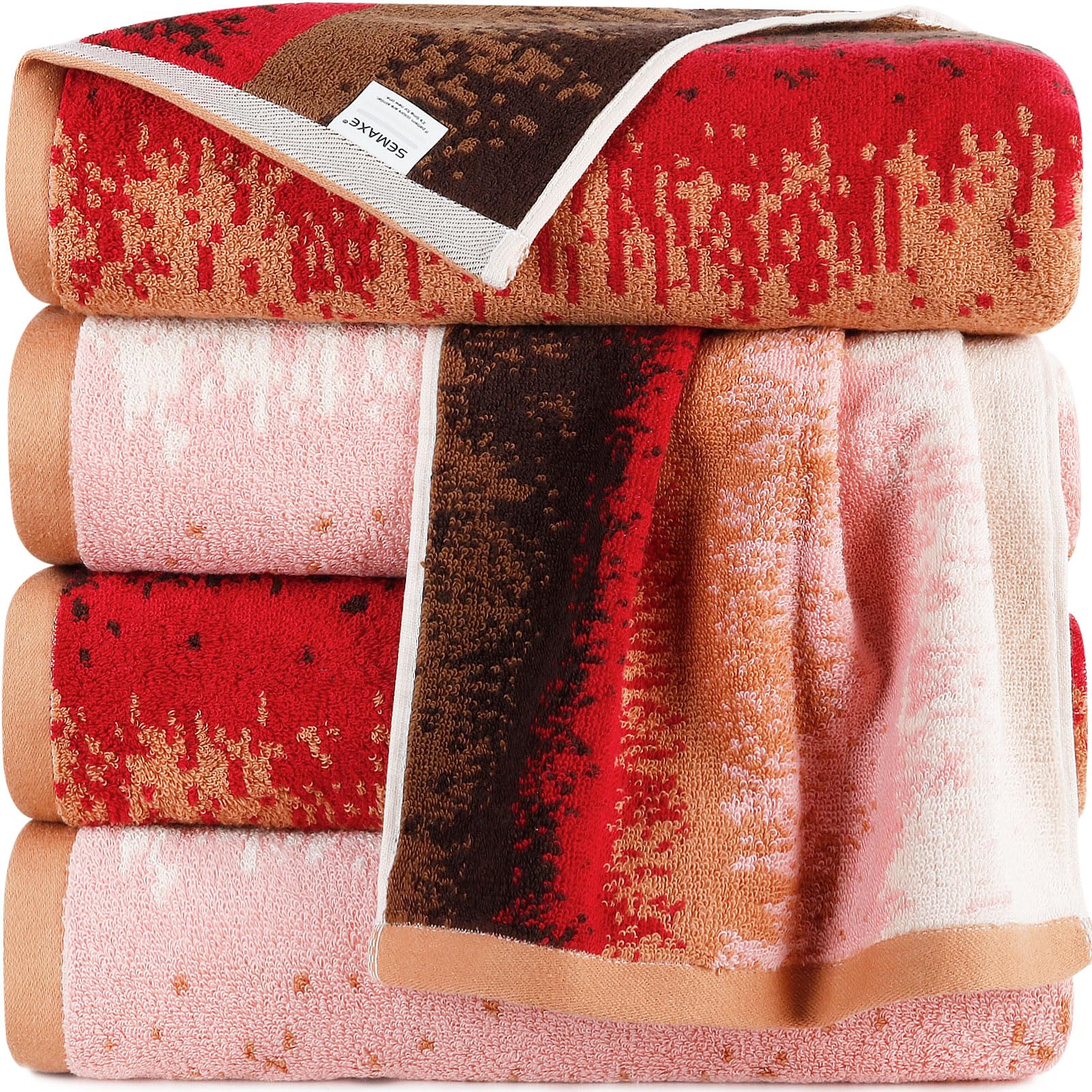 SEMAXE Paquete de 4 toallas de baño de lujo para baño, 100 % algodón, suaves, absorbentes y de secado rápido, 55 x 27 pulgadas, toallas de jardín color ciruela para hotel, gimnasio, spa