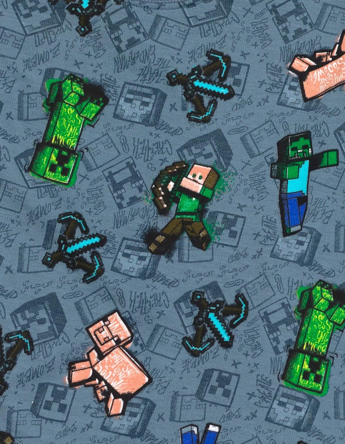 Minecraft Creeper Zombie Steve French Terry T-Shirt and Bike Shorts Outfit Set Little Kid to Big Kid - Image 6