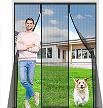 Double Door Fly Screen with Stronger Magnets 190 x 205 cm, 3.8 cm Wide Door Head, Hands-Free, Insect Proof, Animal and Child Friendly, Fly Screen Magnetic Door, Ideal for Sliding Door, Balcony Door