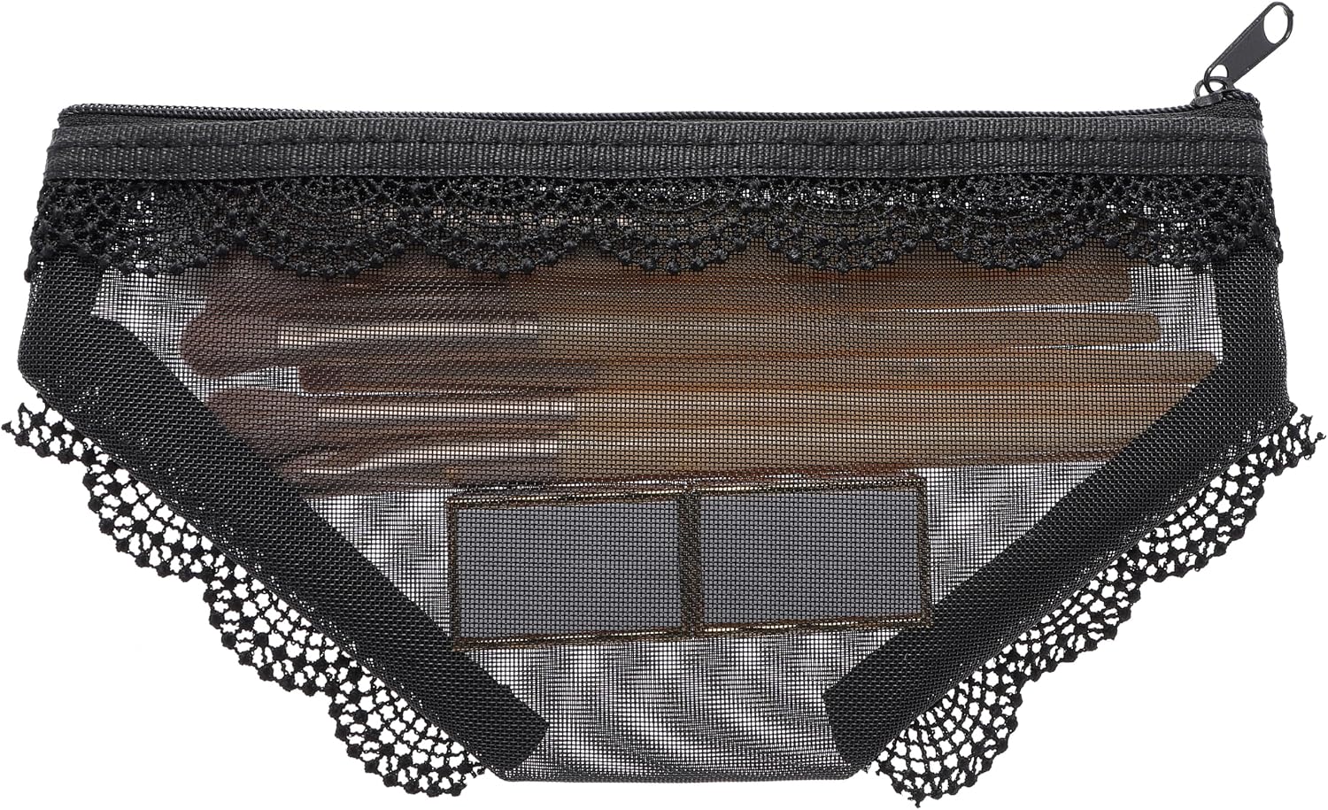 Mini Cosmetic Bag, Cute Lace Triangle Briefs Shape Mesh Makeup Bags