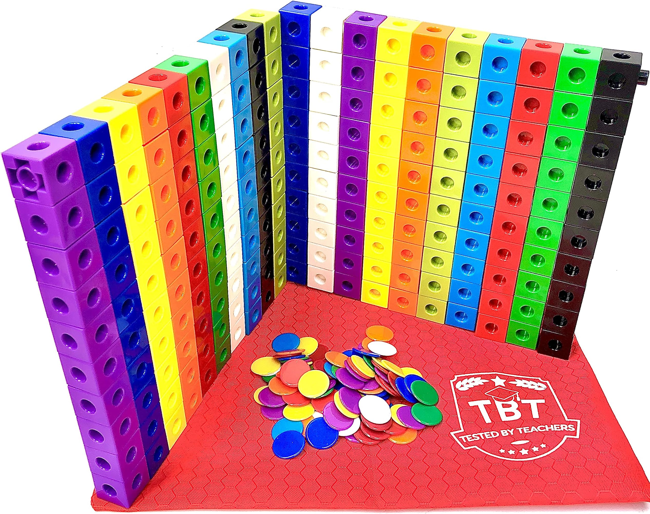 200 Math Cubes & 100 Math Counters Set with Learning Guide & Case ...