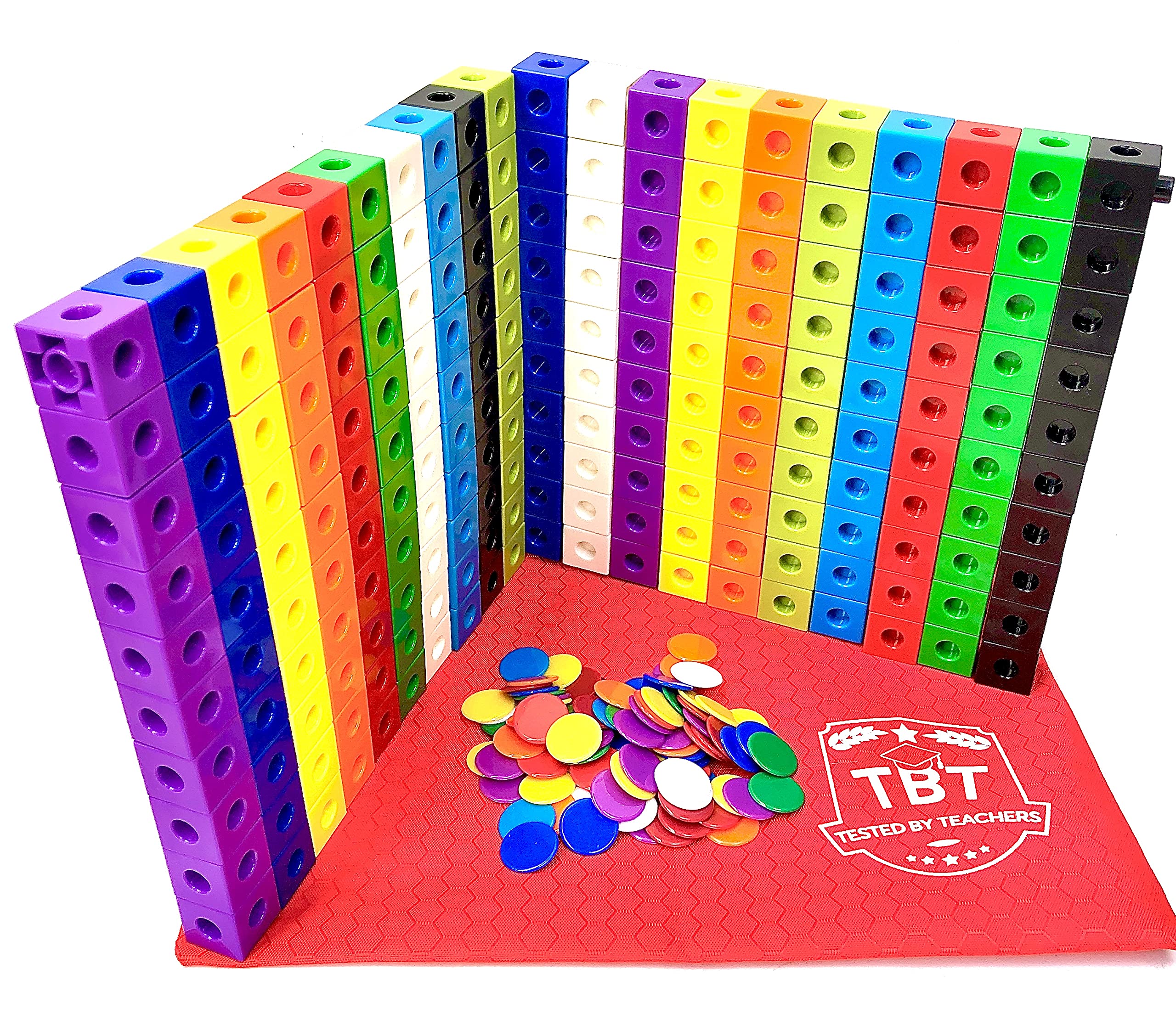 200 Math Cubes & 100 Math Counters Set with Learning Guide & Case ...