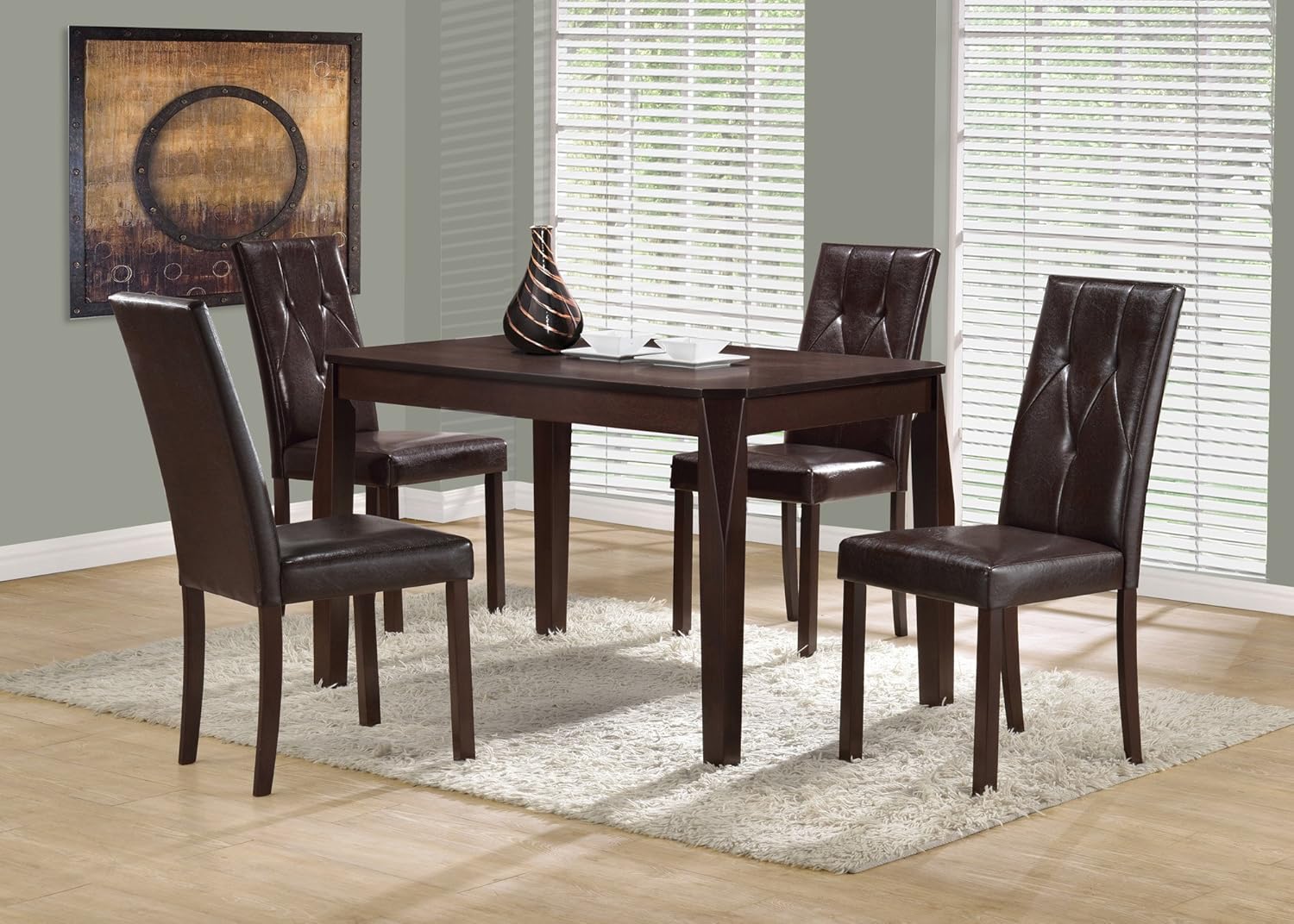 38"H DARK BROWN LEATHERLOOK DINING CHAIR, SET OF 2 Chairs