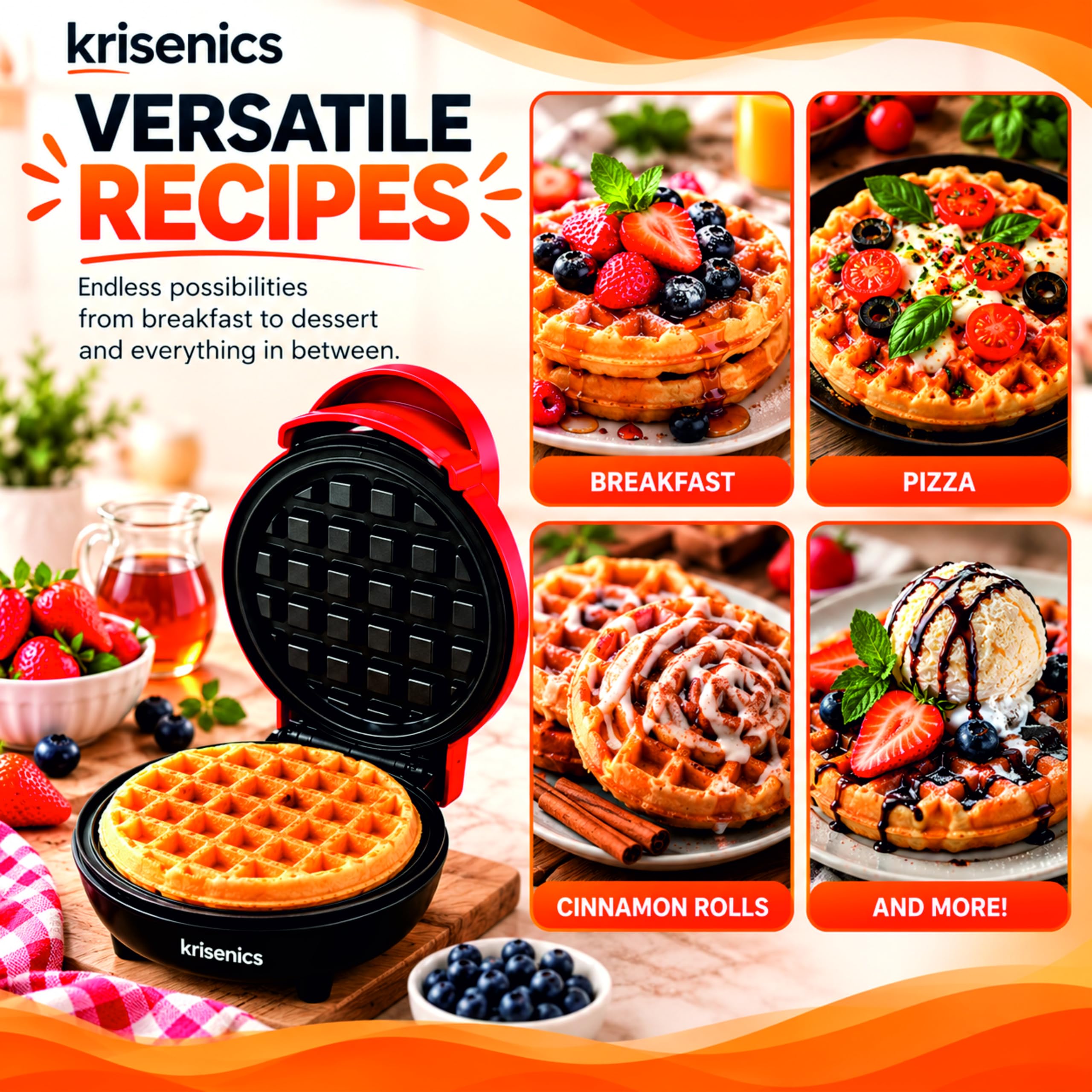 3-in-1 Waffle Maker - Waffles, Sandwiches & More! -8