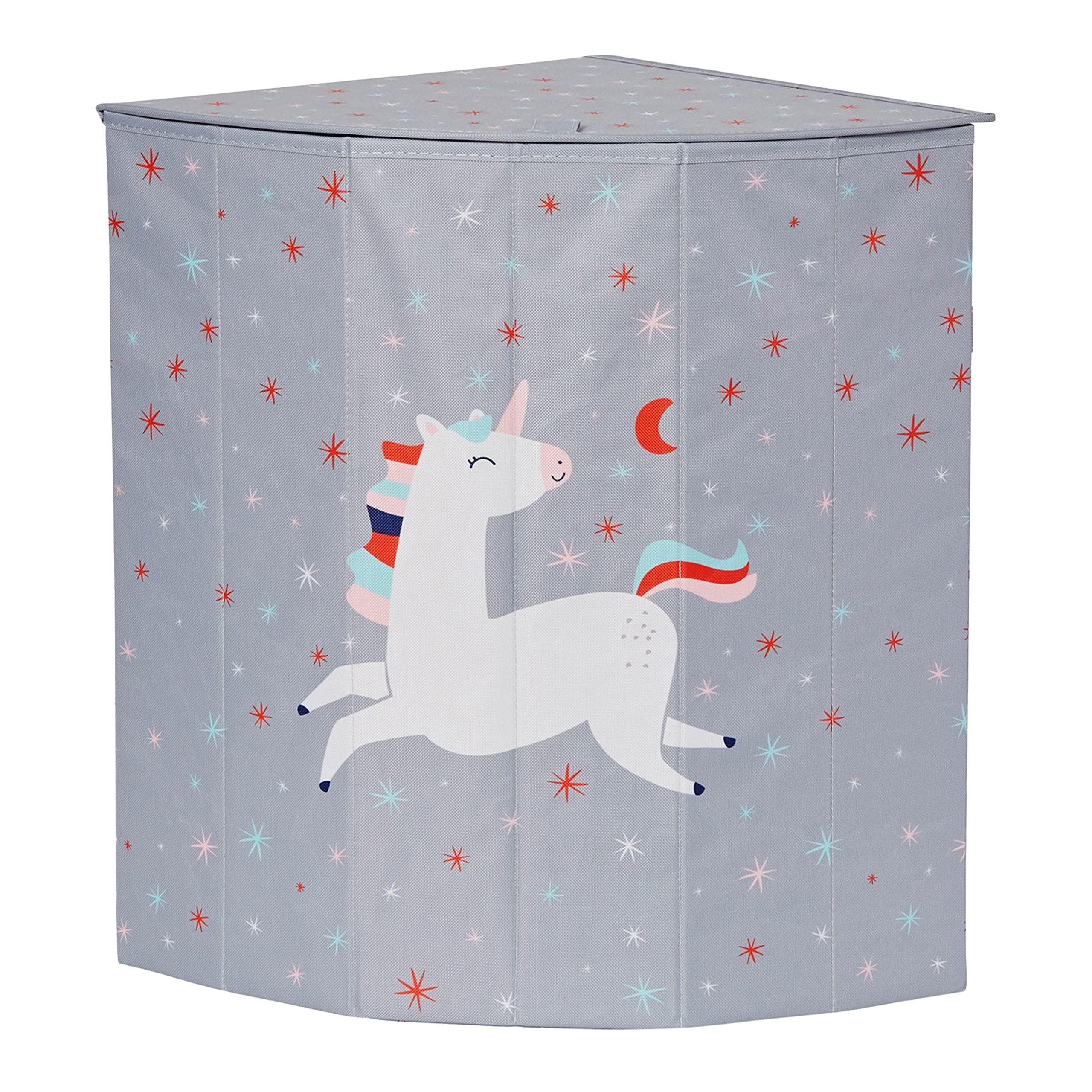 Panier à linge pliable gris Love It Store It en tissu renforcé bois 35x35x50cm pour enfant