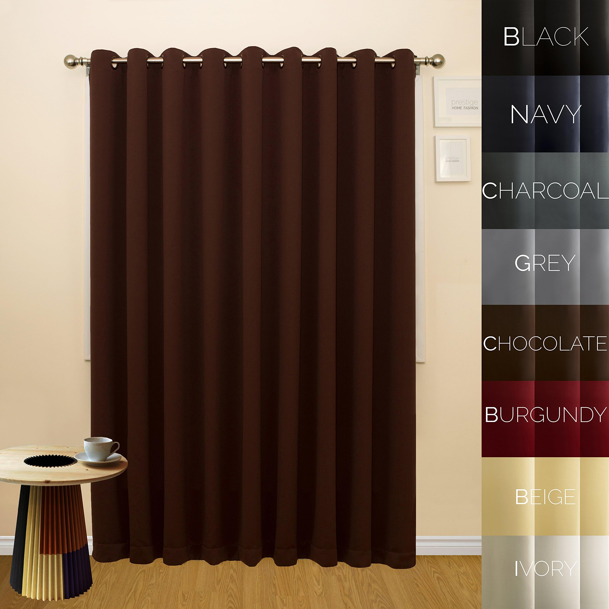 Prestige Home Fashion Extra Wide Width Thermal Insulated Blackout Curtain - Antique Bronze Grommet Top - Chocolate - 116
