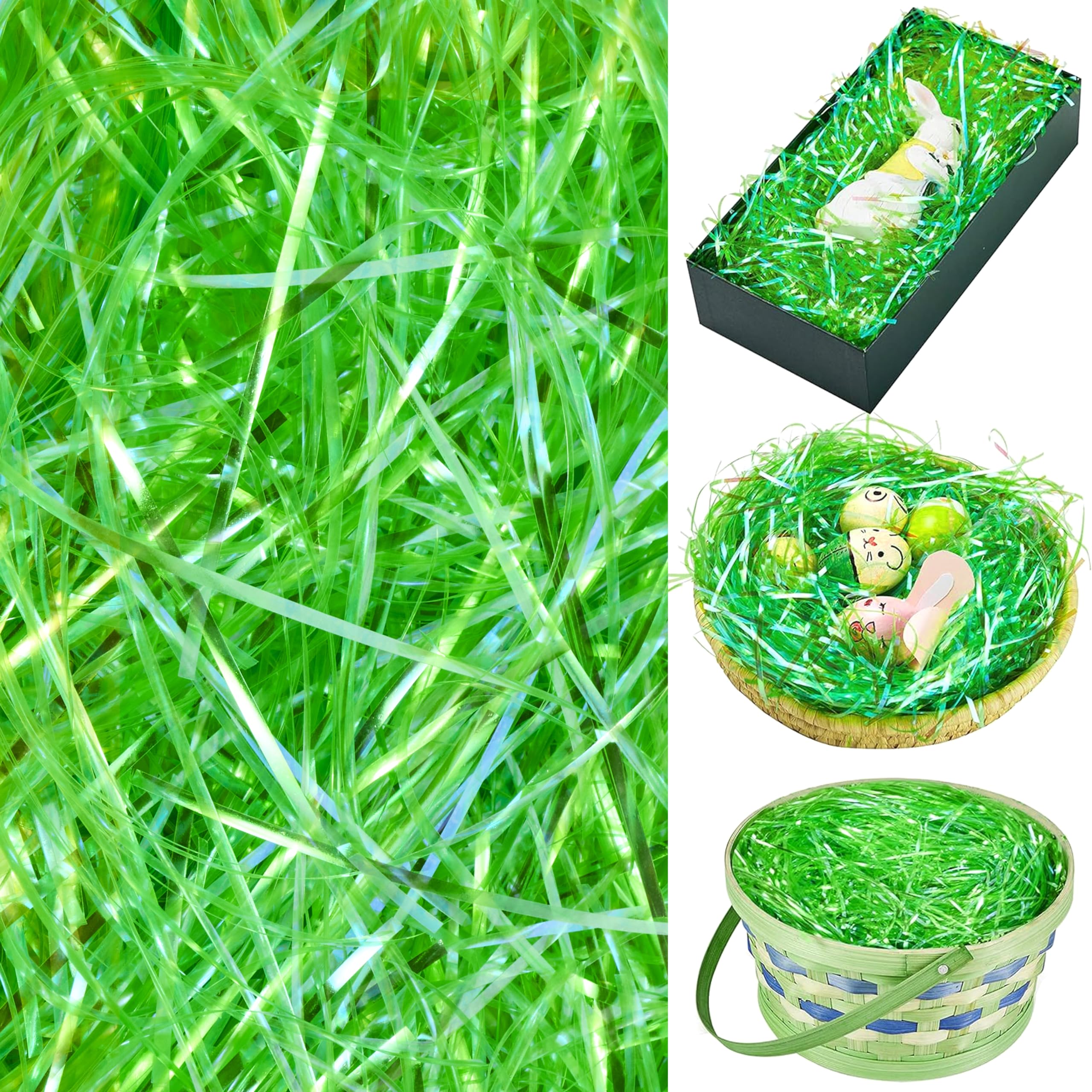 JOYIN 12 oz Easter Grass Green Plastic Craft Shred for Basket Filling, DIY Gift Packaging, Party Favors Decoration, Easter Egg Hunt