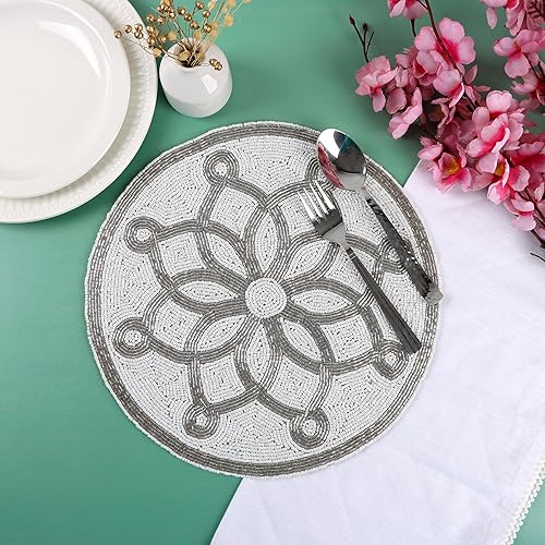 Miniatura 2 de Alpha Living Home Juego de 2 manteles individuales con cuentas de granja, para mesa de comedor, fiesta de boda, decoración del hogar, mesa navideña