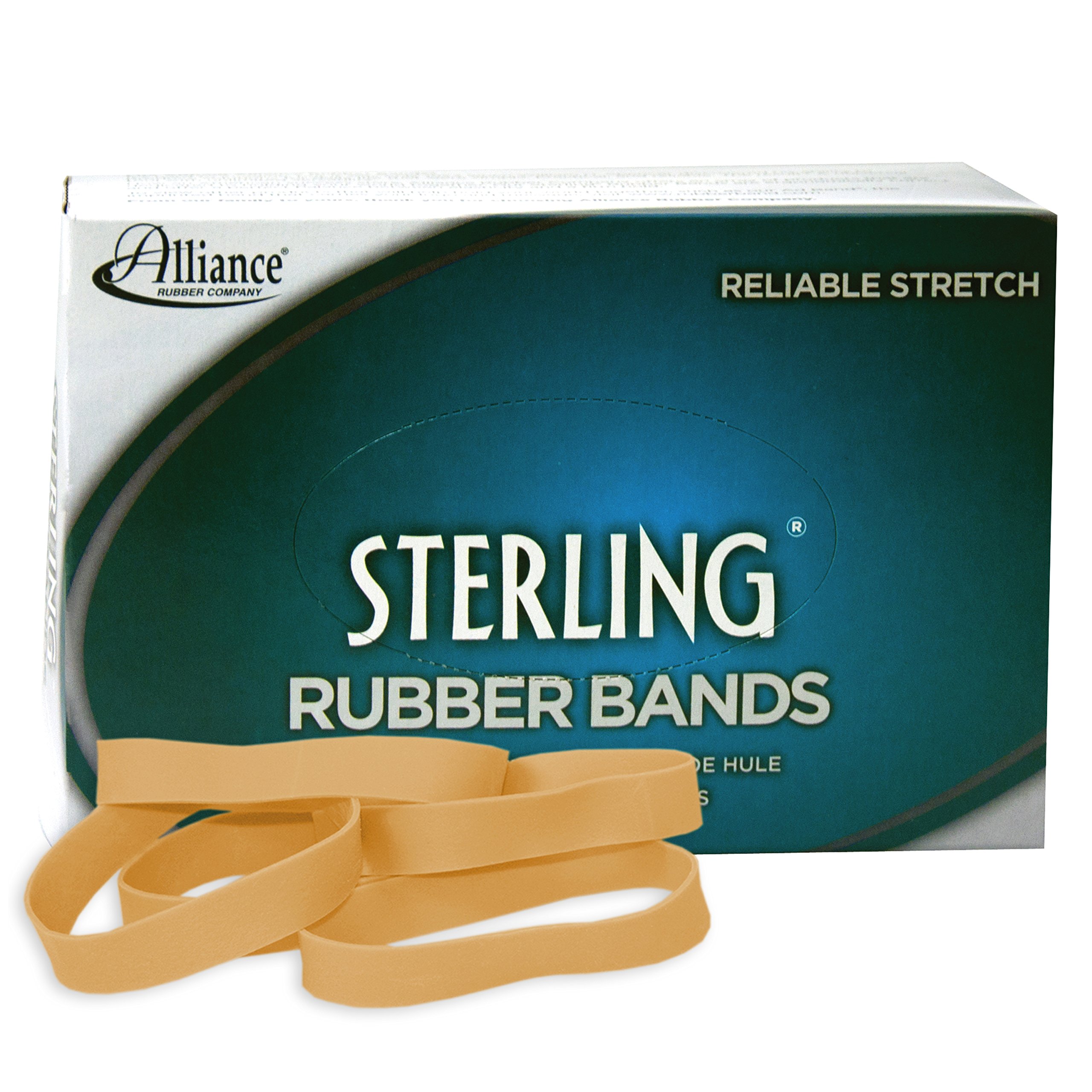Alliance Rubber 24825 Sterling Rubber Bands Size #82, 1 lb Box Contains Approx. 300 Bands (2 1/2" x 1/2", Natural Crepe)
