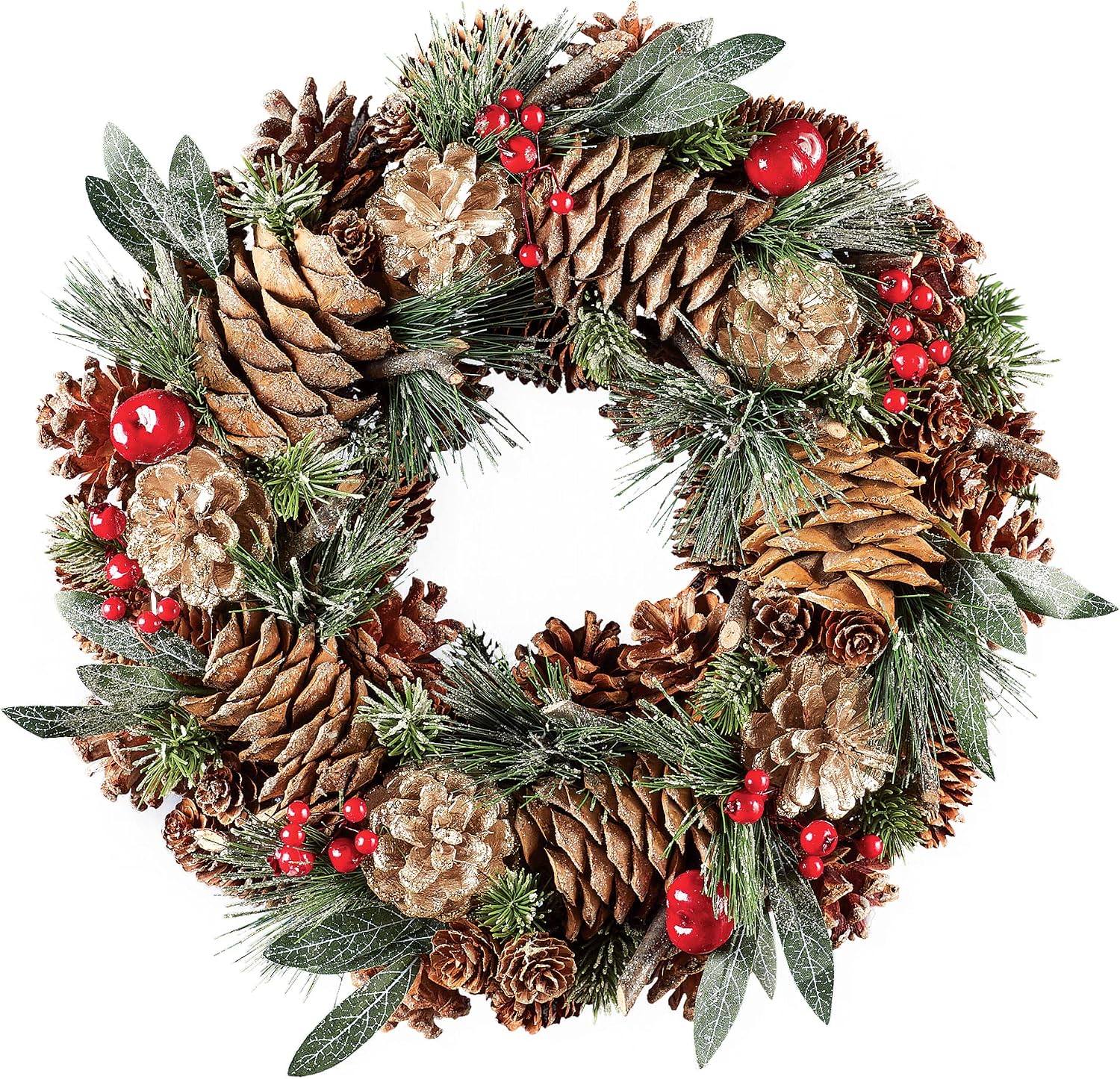 Amazon.com: Collections Etc Pinecones and Berries Rustic Door Wreath ...