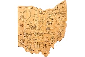 Totally Bamboo Destination Ohio State Shaped Serving and Cutting Board