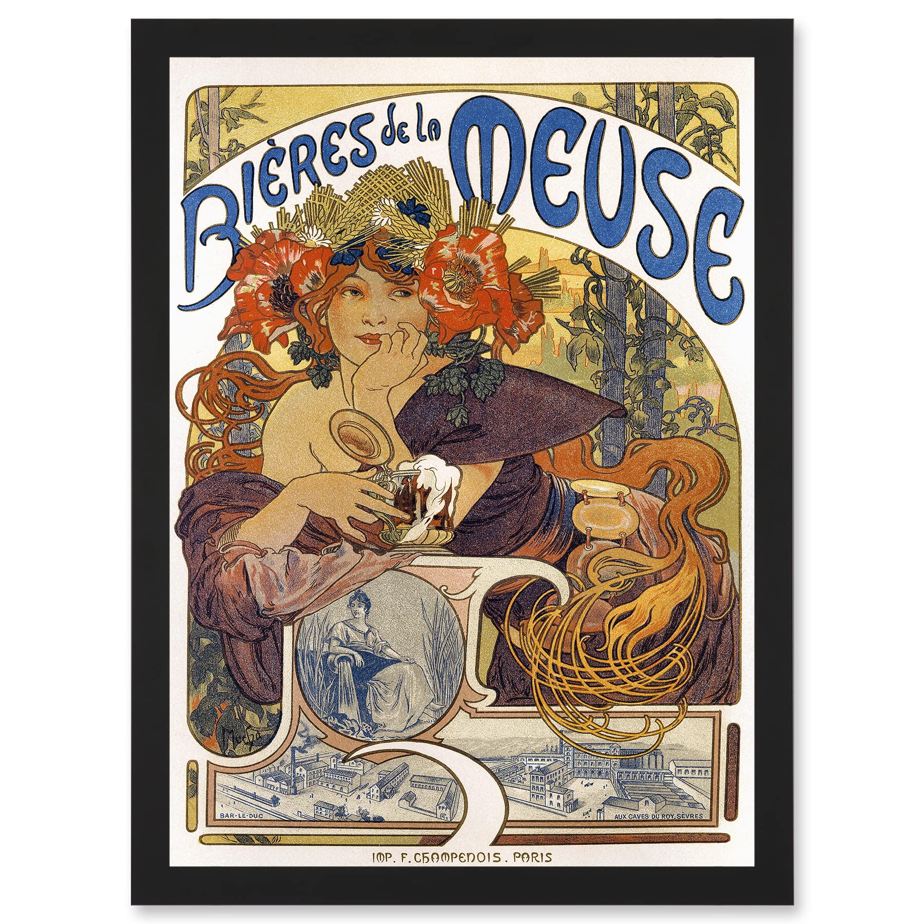 Wee Blue Coo Beer Of The Meuse Paris France Vintage A4 Artwork Framed Wall Art Print