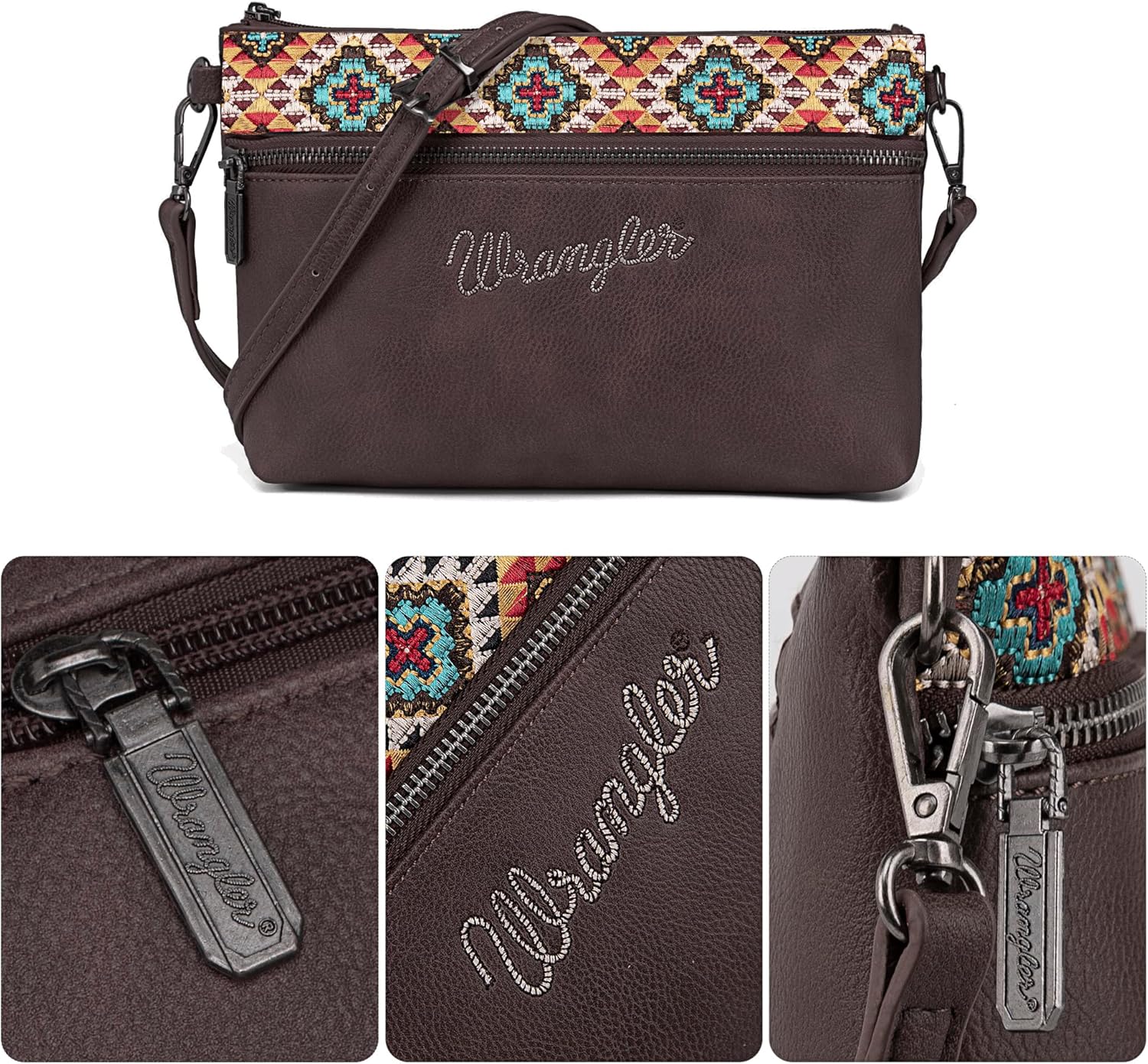 Wrangler Western Cowhide Crossbody Bags for Women Clutch Wristlet Purse - Image 4
