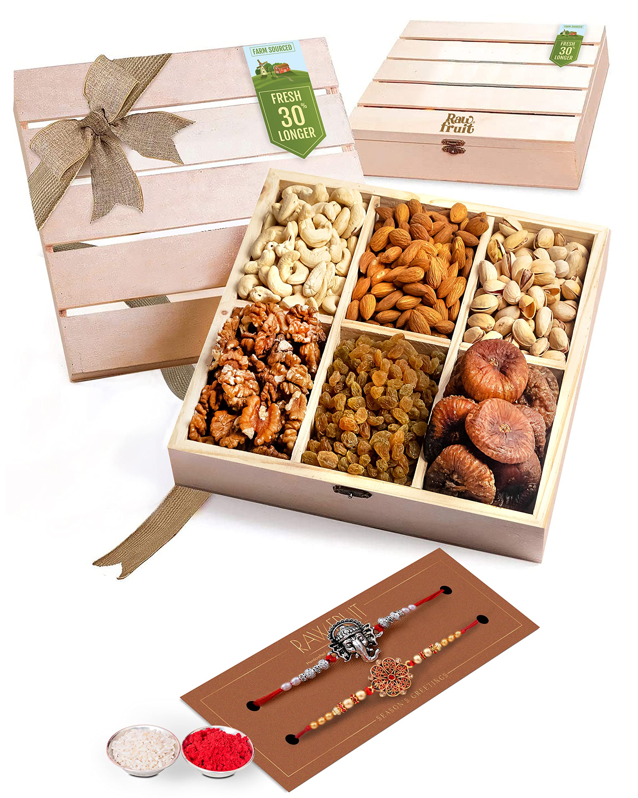 Rakhi for brother combo of 2 Dry Fruit Gift Pack of Cashew Almond Raisins Figs Pistachio Walnuts Rakhi Combo Pack Rakhi for brother with gift Rakhi Gift Hamper Rakshabandhan gifts White Wood Box (B0B5LWG8ZY) Amazon Price History, Amazon Price Tracker