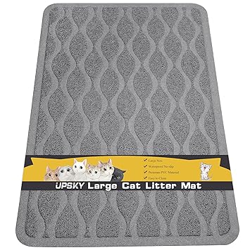 UPSKY Cat Litter Mat, Large Cat Litter Trapping Mat, Scatter Control Goes Under Litter Box Mat and Keep Floors Clean, Multi-Use Waterproof and Non-Slip Pet Feeding Mat, Door Mat, Litter Box Mat. (35