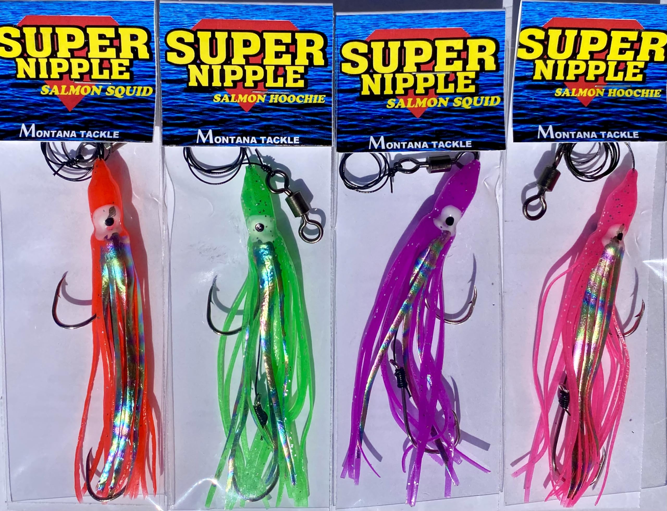 Montana Tackle Salmon Hoochies (4): “Super Nipple” Assortment : Sports & Outdoors