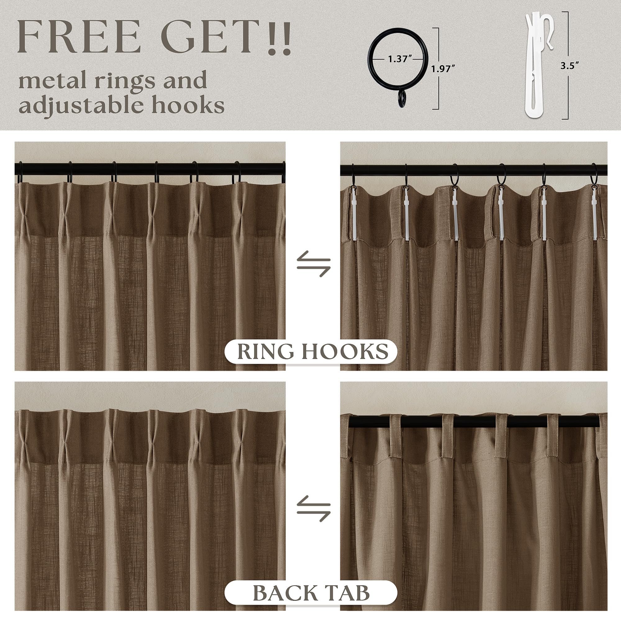 送料無料☆フランフラン　Drape Curtain 100x178cm 2枚 Amazon.com: TWODRAPES Dutch Cocoa Linen Curtains 102 Inches Long