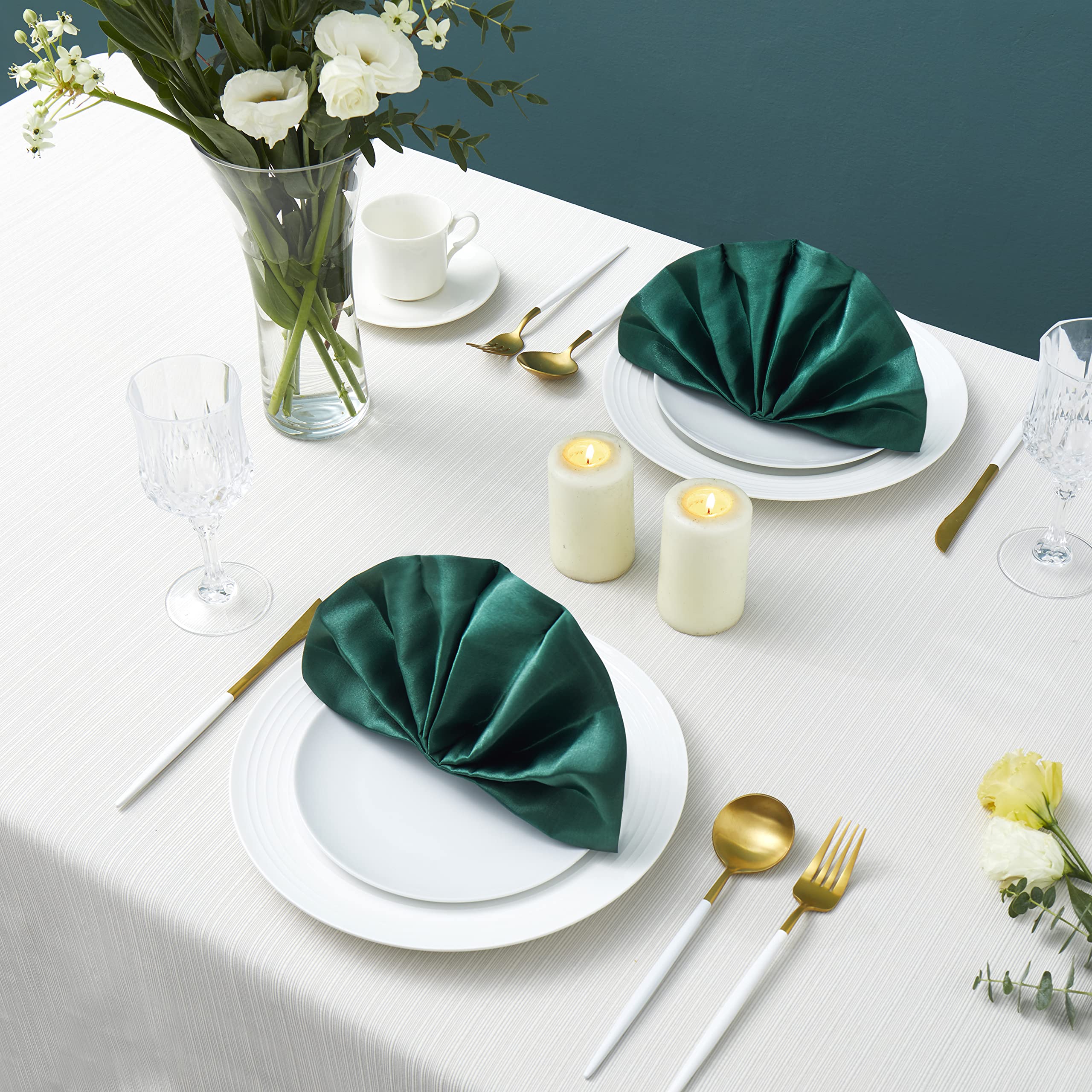 Eychei Lot De 12 Serviettes De Table Carrées En Satin - Lavables, Douces Et Soyeuses - Pour Restaurant, Mariage, Dîner, Décoration De Fête - Bordeaux - 43,2 X 43,2 Cm