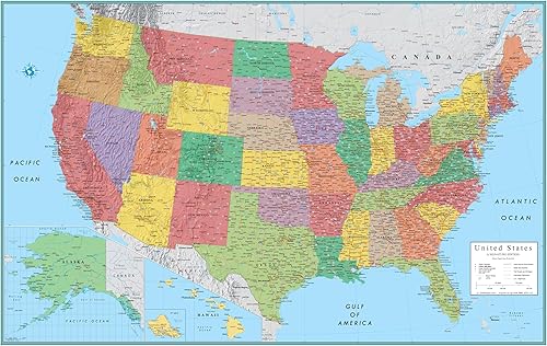 Miniatura 4 de Rand McNally set de mapas de Estados Unidos y planisferio para pared Laminado enrollado