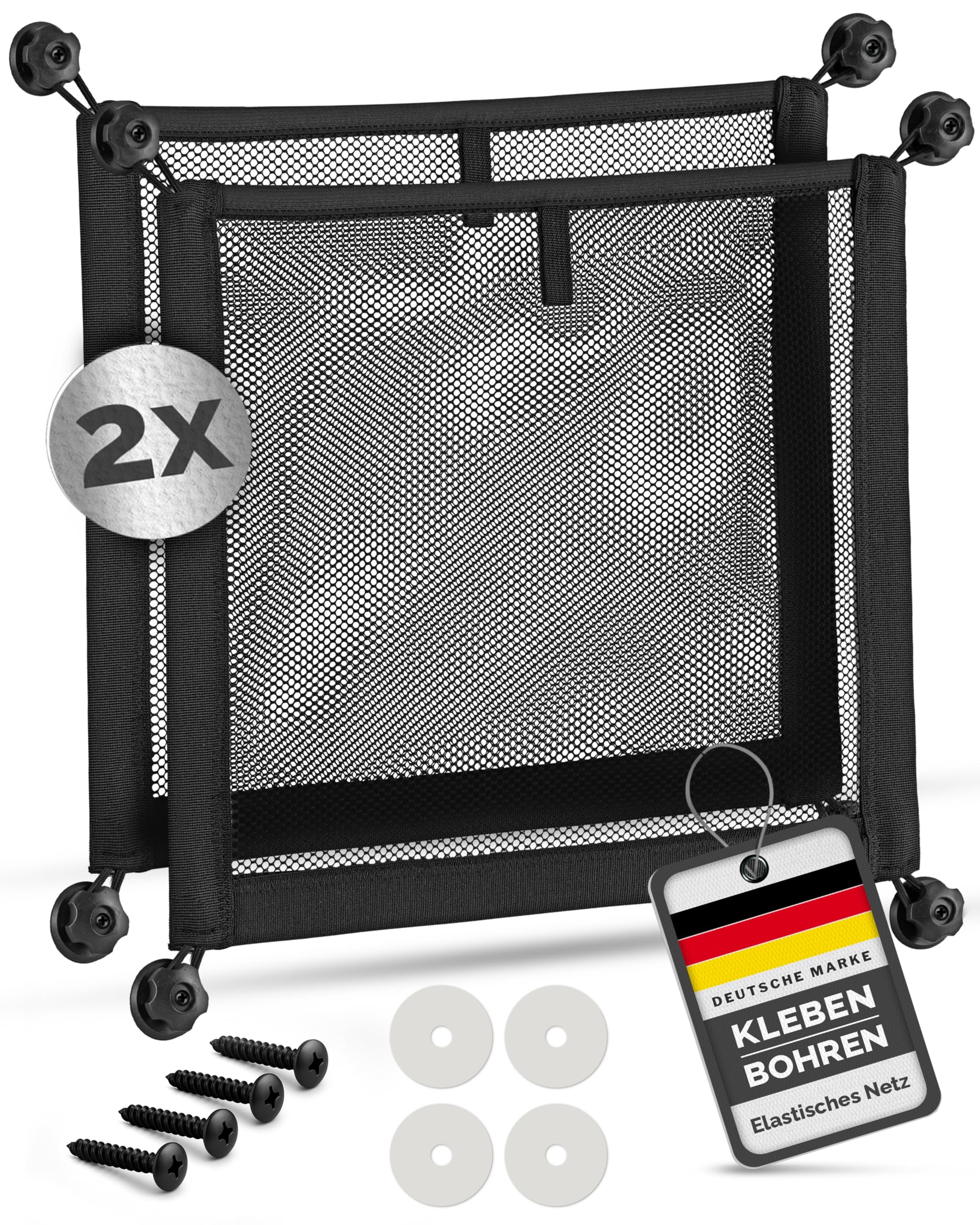 Vicera Filet de Rangement - Filet à Bagages- Organisateur pour Camping-Cars, campeurs, Bateaux, ménage Set de 2 pièces Noir