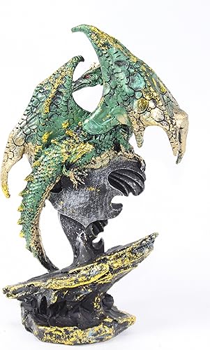 Miniatura 3 de We Pay Your Sales Tax Pintura mítica a mano, estatua de dragón verde con joya, leyenda oscura, Halloween, medieval, fiesta mágica, decoración del