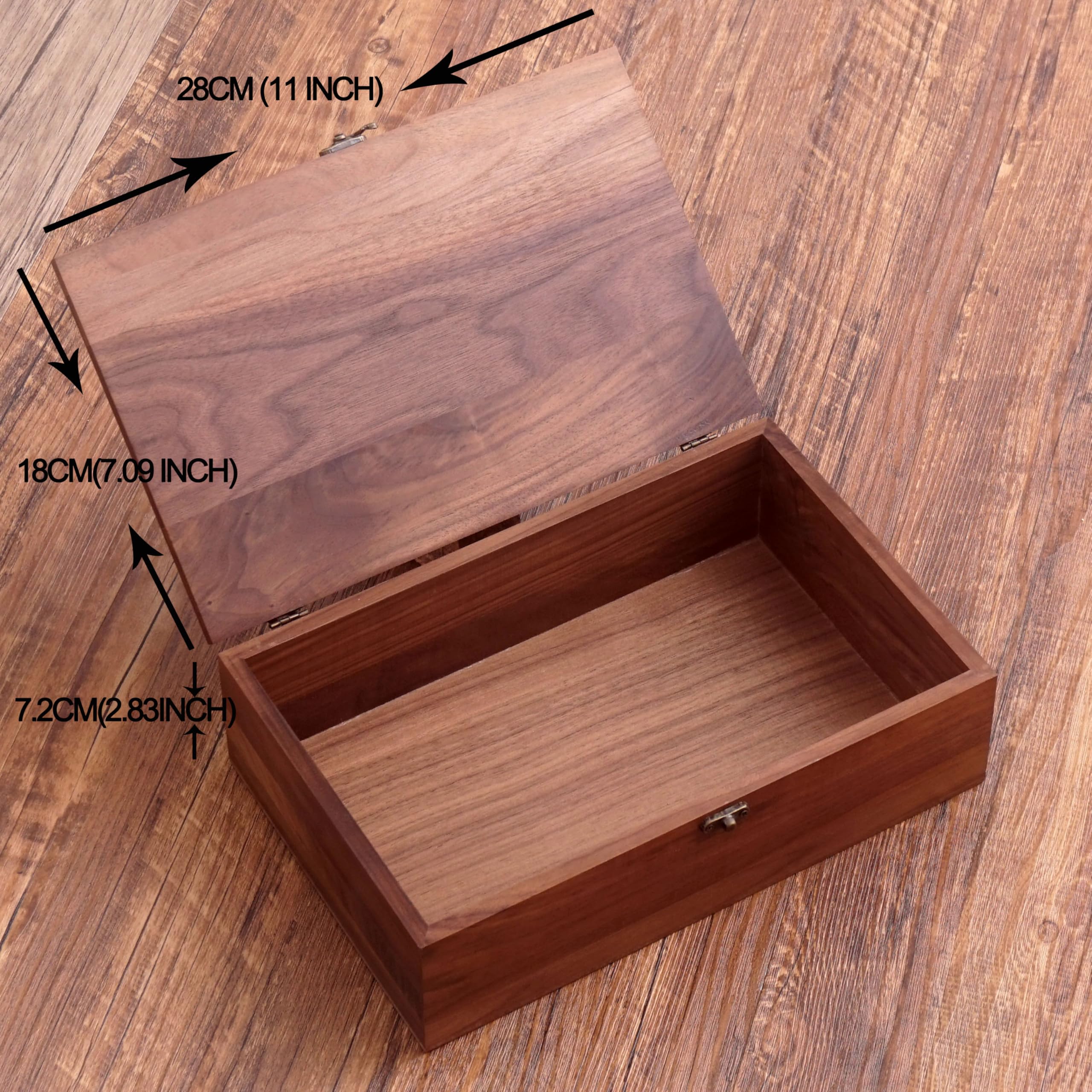 Caja de almacenamiento de madera de nogal, organizador hecho a mano para joyas, relojes, recuerdos, caja de almacenamiento multiusos de 11 x 7 x 3.1 pulgadas