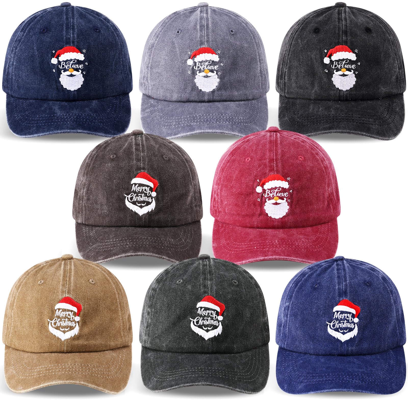 Vabean Christmas Hat Christmas Baseball Cap Embroidered Santa ...