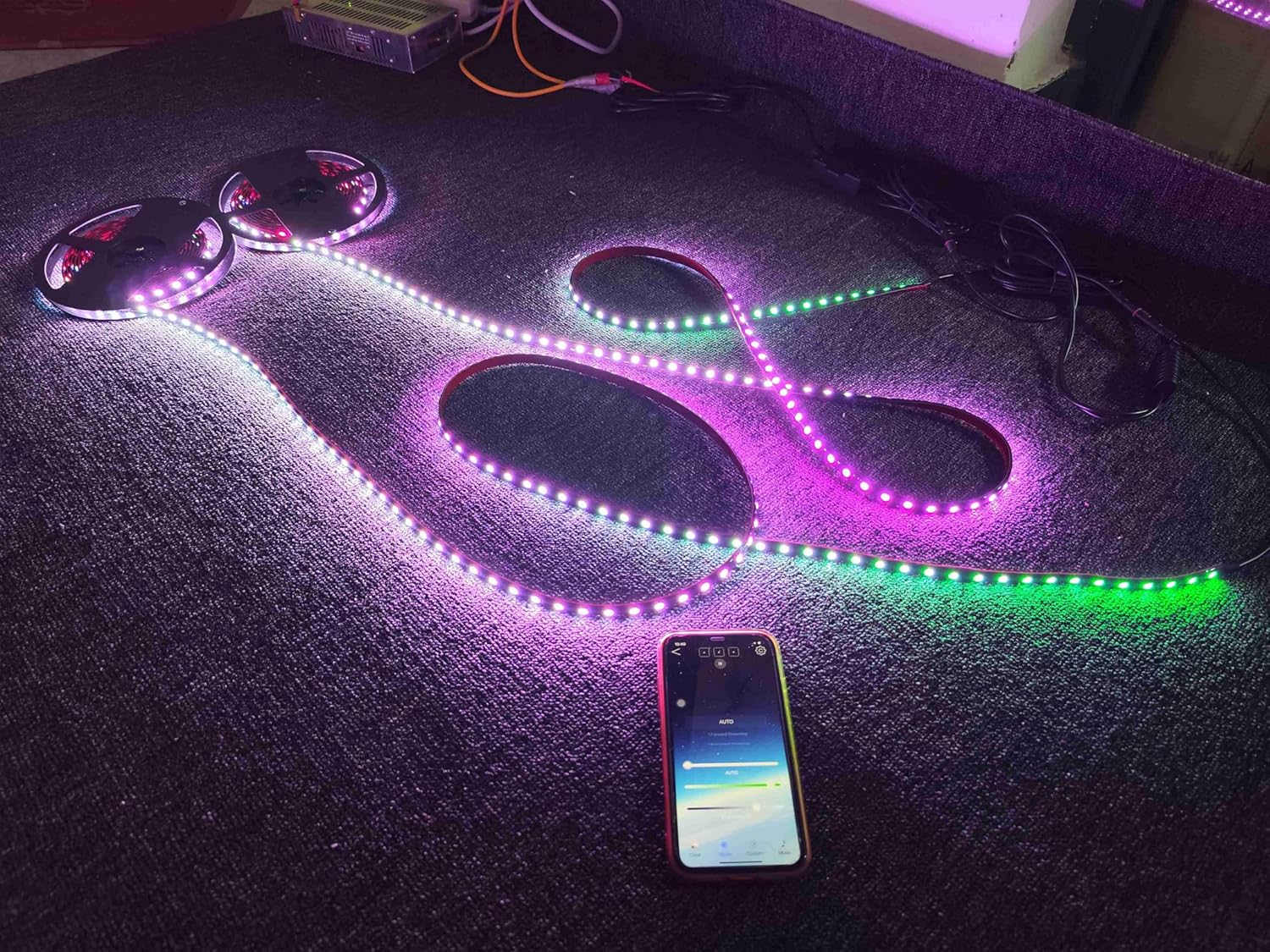 Lighting - Tinted Smoked LEDs 16PCS 1FT 30CM 12" Single Row Chasing Dream Color LEDs Light Strips KIT Dynamic Car Truck Hood Lighting Underglow Slingshot 2015-2025 APP Remote