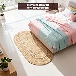 Craft Trade Oval Jute Zone Rug, 4x6 Pieds, Tapis de sol tressé à la main naturel, Rouille de jute ovale réversible pour salon, chambre et salle à manger Space