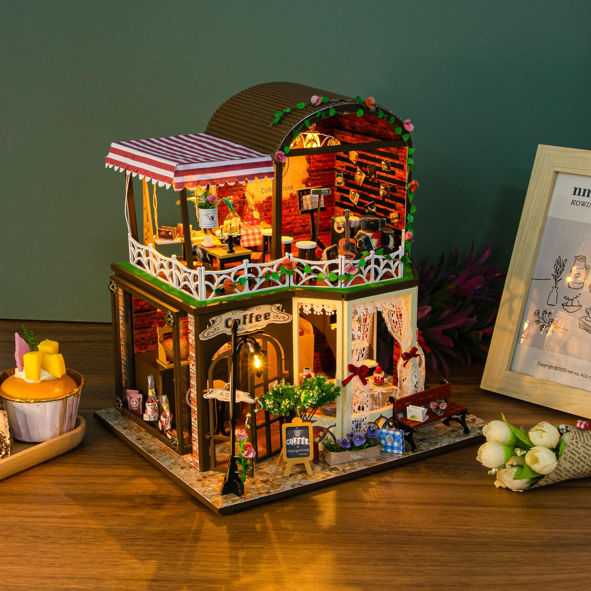 DIY Miniature Doll House Kit, with Dust Cover Build Studio Dollhouse ...