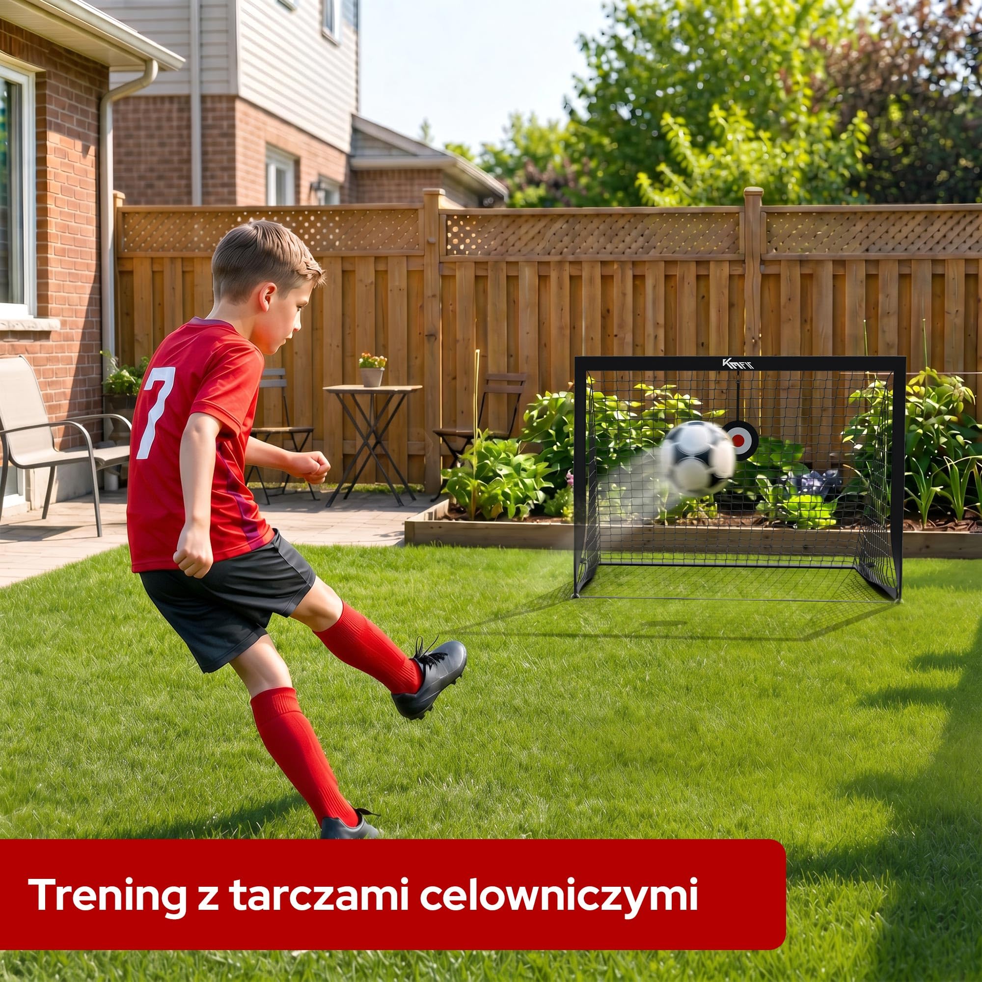 KM-Fit Zestaw 2 Bramki Piłkarskie 120 x 90 cm z Regulowanymi Celami Treningowymi | Bramka Piłkarska dla Dzieci do Ogrodu | Kotwy i Torba w Zestawie