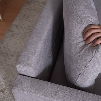 グレーの布地がかわいいソファ枕が2つ付いています 日本製 フロアマット付き ソファセット 【グレー 】麻風織り生地