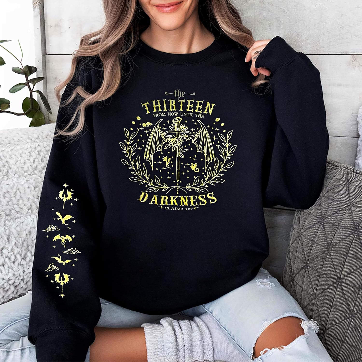 Embroidered Book Lovers Sweatshirt, Throne The Thirteen of Glass Sweatshirts, Tog merch, Throne O G merchandise - Image 2