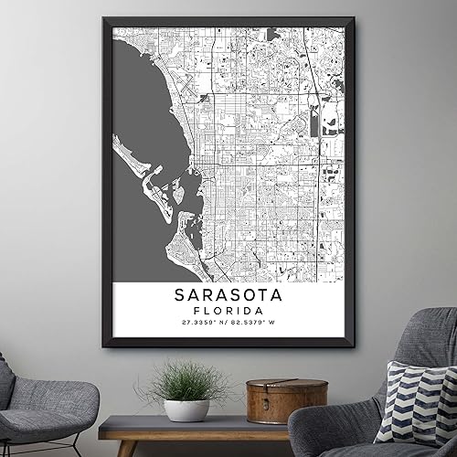Miniatura 4 de Mapa de Sarasota, Florida, Light 2 (36x48)