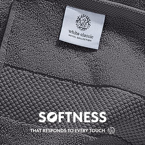 Miniatura 32 de Juego de toallas de mano White Classic de lujo, set de toallas para el baño, hotel, spa, cocina, de algodón egipcio circular, 40cm x 76cm, set de 6