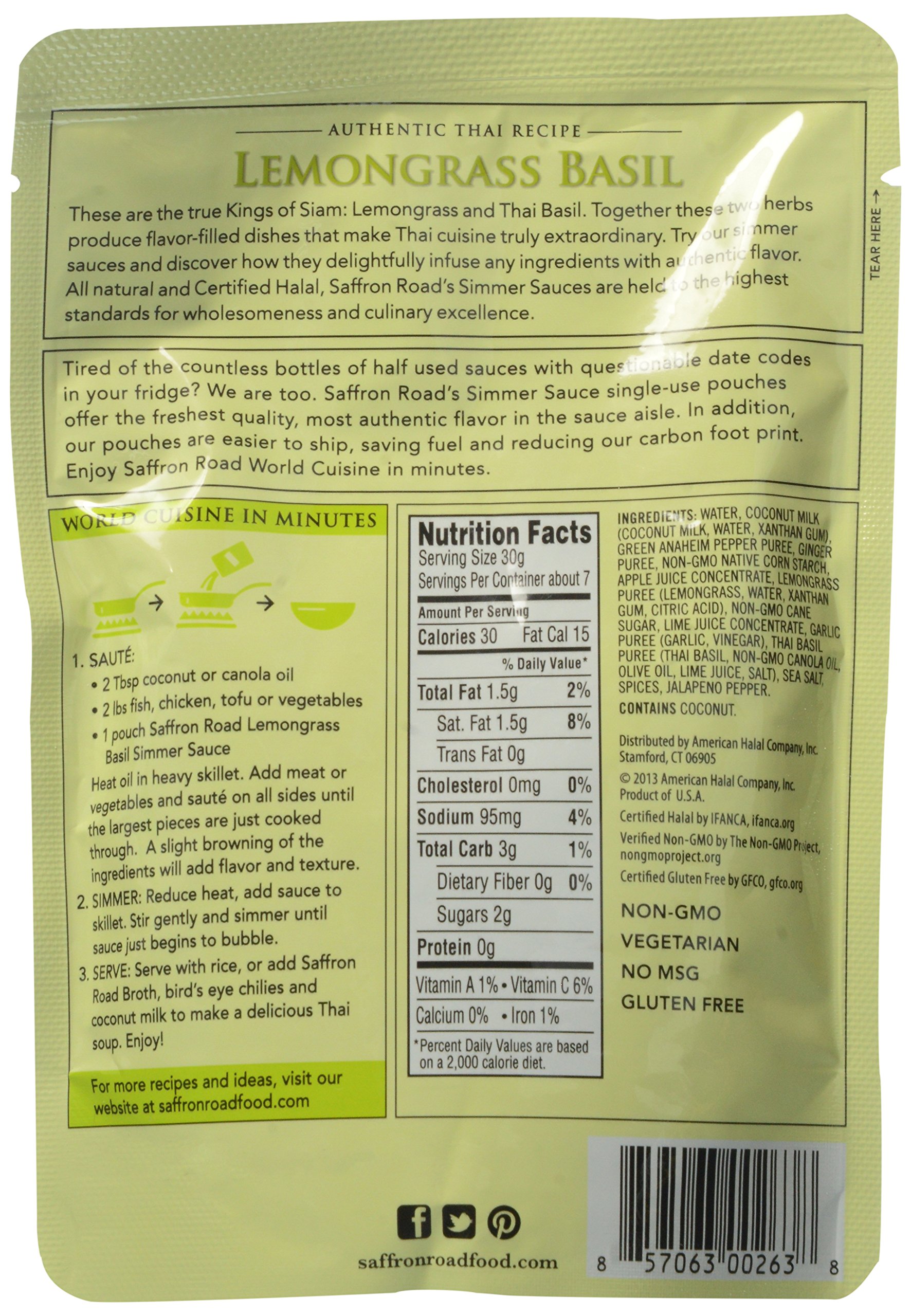 Saffron Road Lemongrass Basil Simmer Sauce