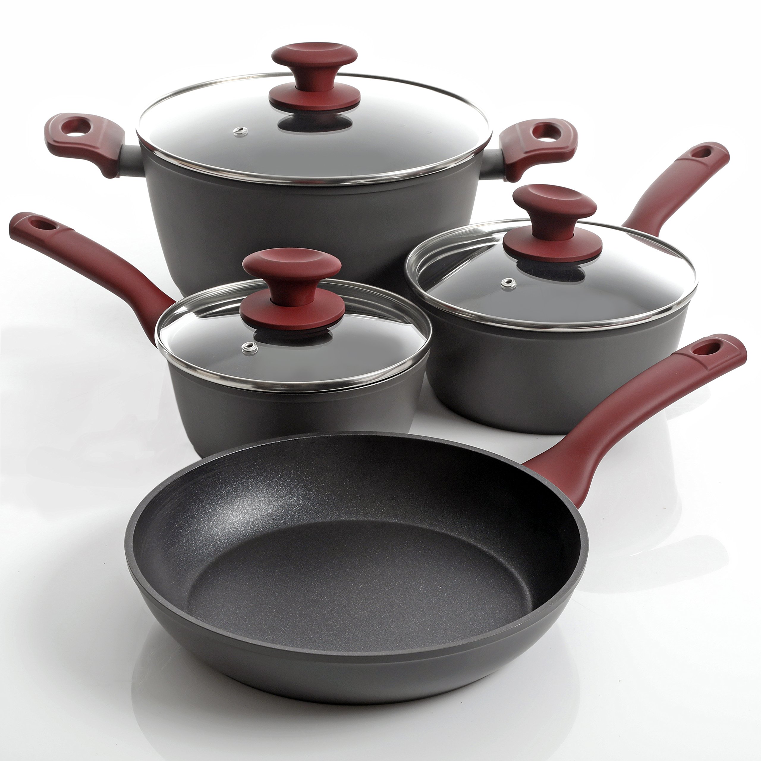 Gibson Home112016.07"Marengo Cookware Set, Aluminum, Red