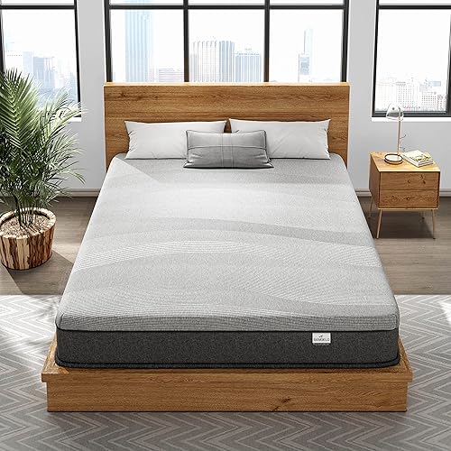 Miniatura 4 de Colchón Queen híbrido de espuma viscoelástica de 10 pulgadas, certificado CertiPUR-US, cama en una caja, alivio de presión, cubierta de carbón de