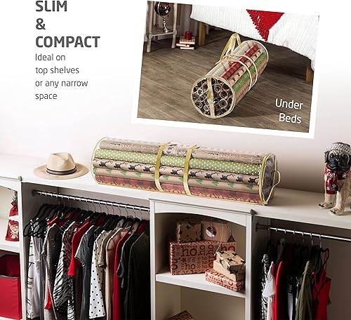 Vista 11 de ZOBER - Bolsa de almacenamiento para papel de regalo de Navidad Negro transparente