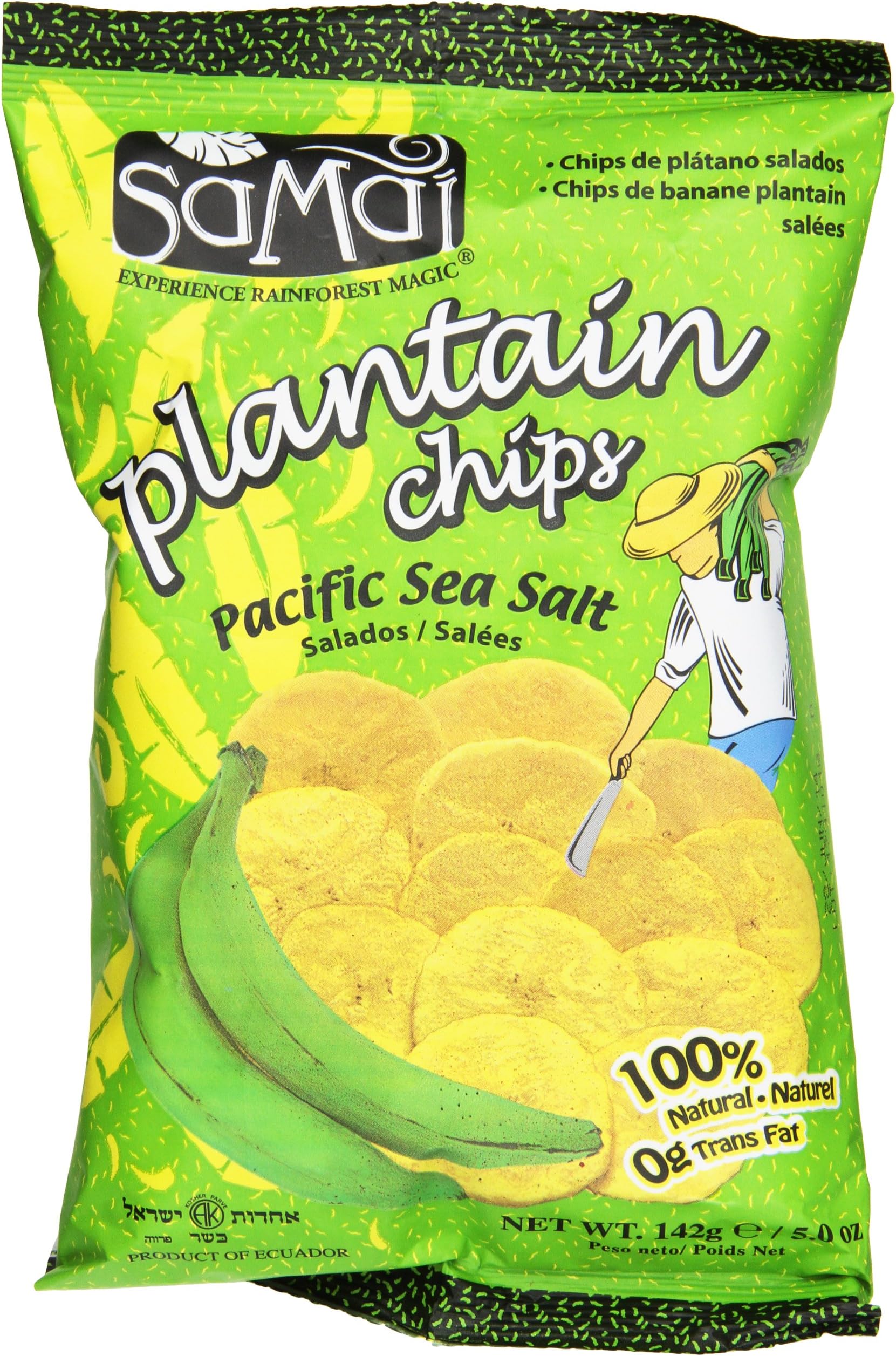 SamaiPlantain Chips, Pacific Sea Salt, 5 Ounce (Pack of 8)