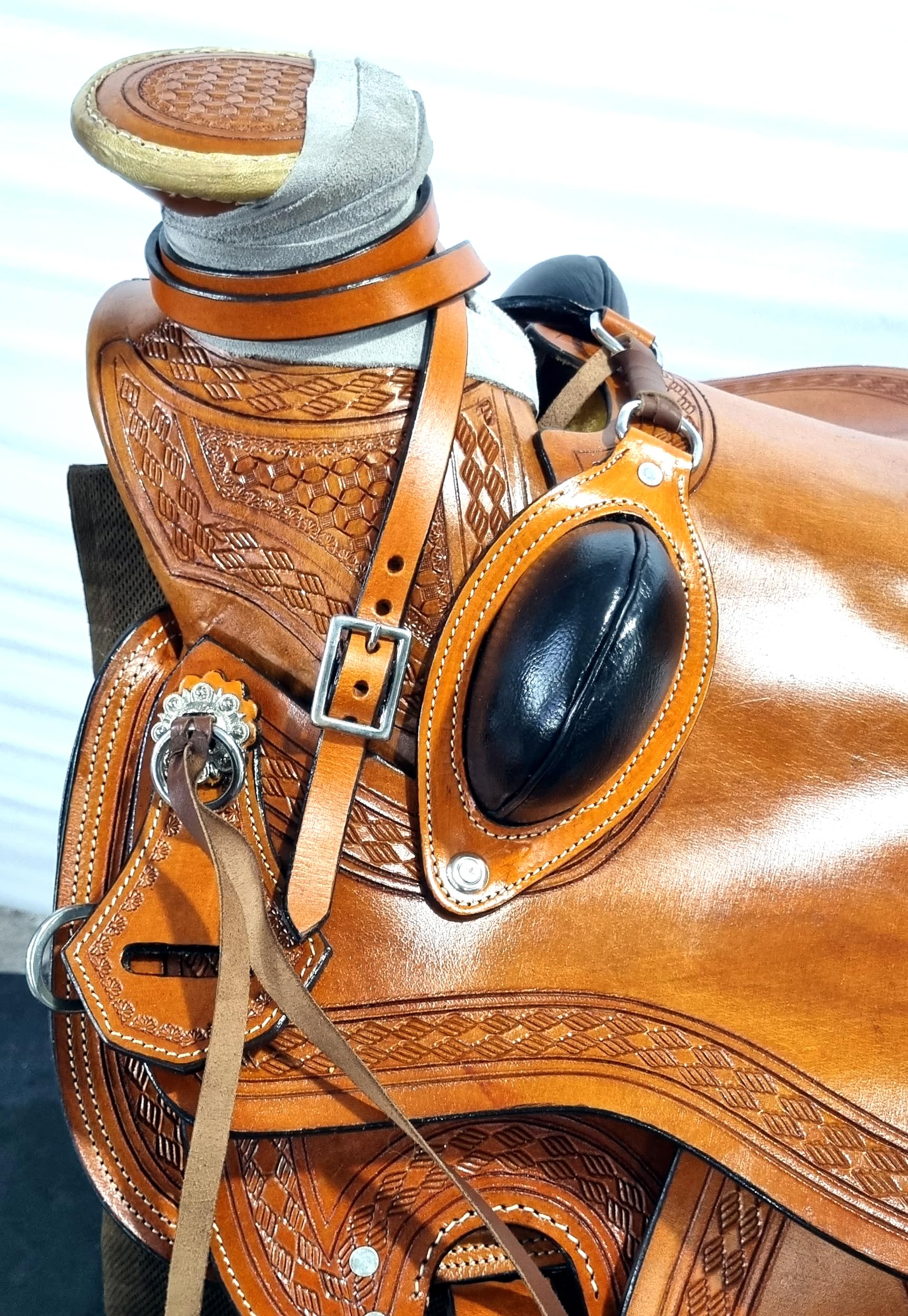 Widelec Premium Western Leather Wade Tree Roping Ranch Koń Siodło 25 cm do 45.7 cm Seat ST-WLS-222