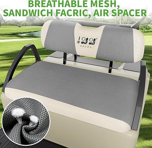 Vista 24 de 10L0L Kit de fundas de asiento de carrito de golf, ajuste universal para asientos delanteros EZGO TXT/RXV Tela de malla transpirable Fácil negro