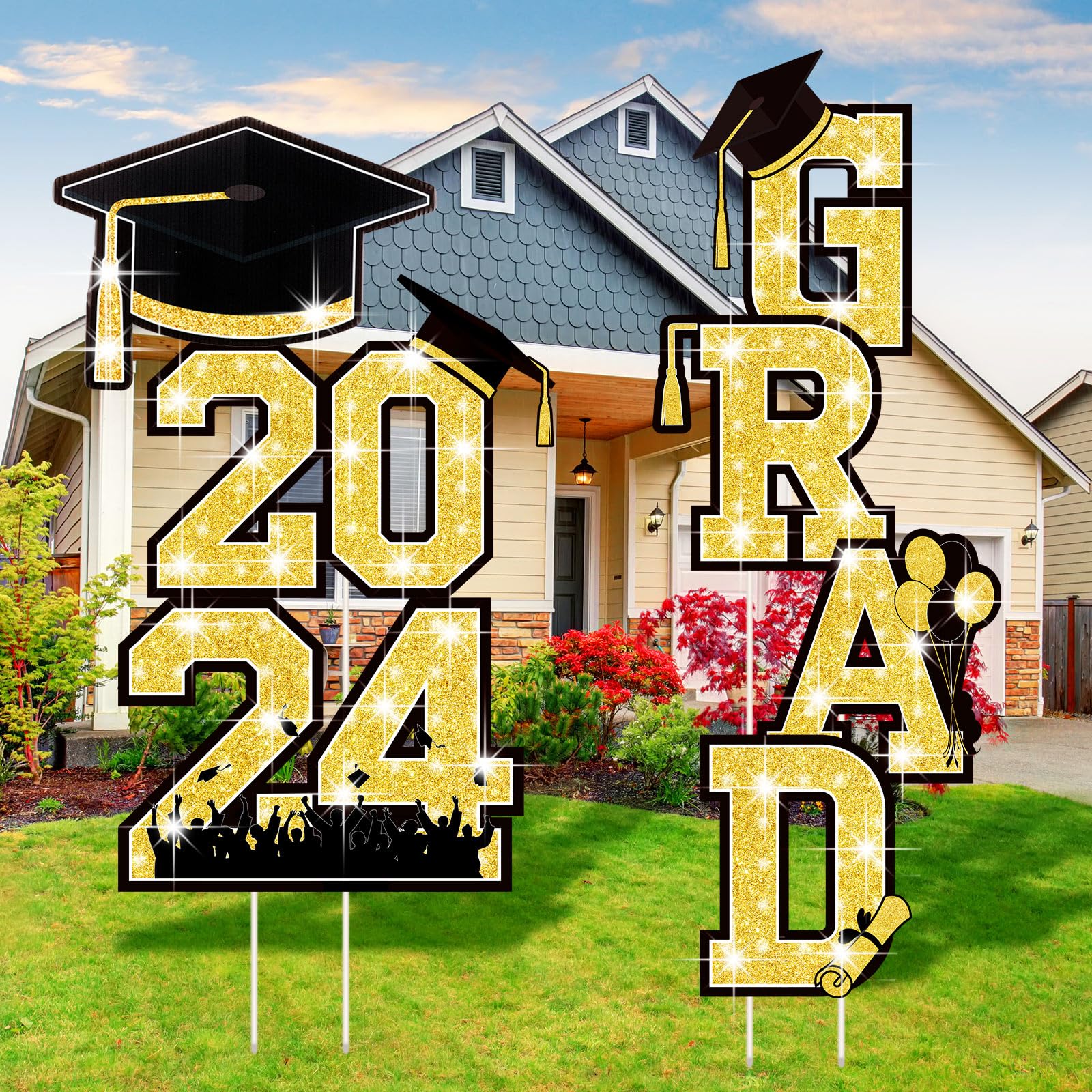 7 Pcs Graduation Yard Signs Class of 2024 Graduation Decoration